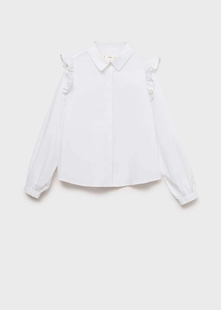 Shirt with ruffle detail — White