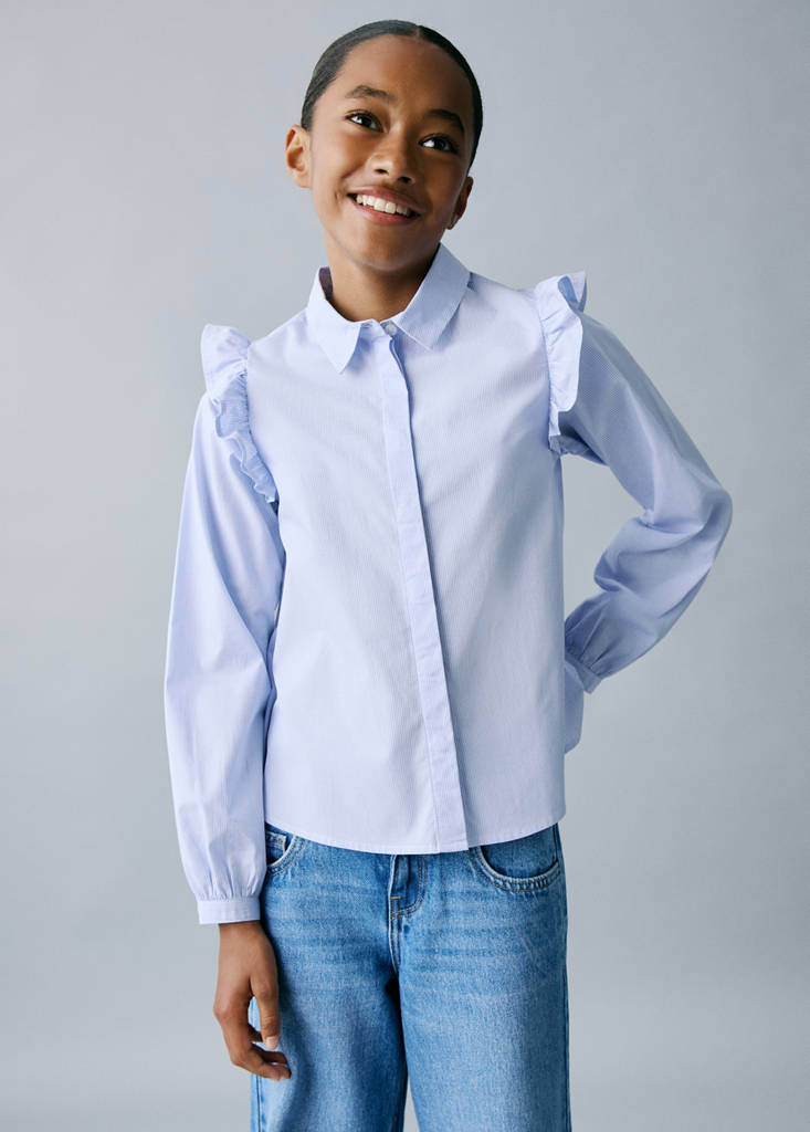 Shirt with ruffle detail — Blue