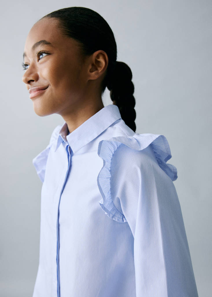 Shirt with ruffle detail — Blue