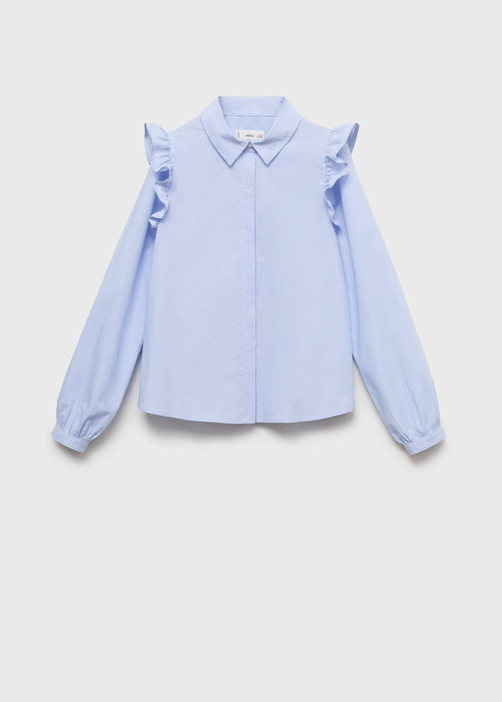 Shirt with ruffle detail — Blue