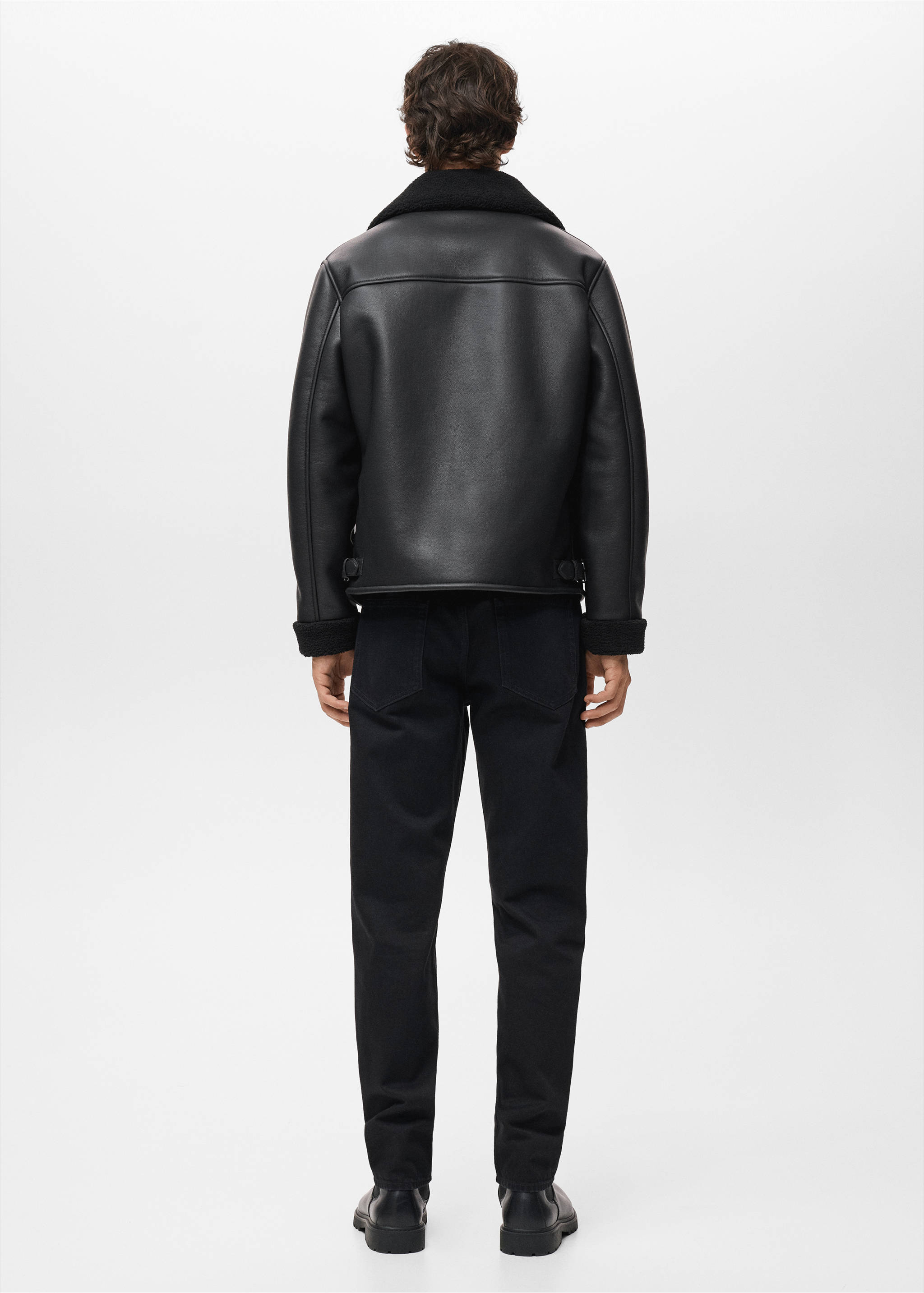 Blouson double face moutonné - Verso de l’article, Noir. Ref: 17021519-00.