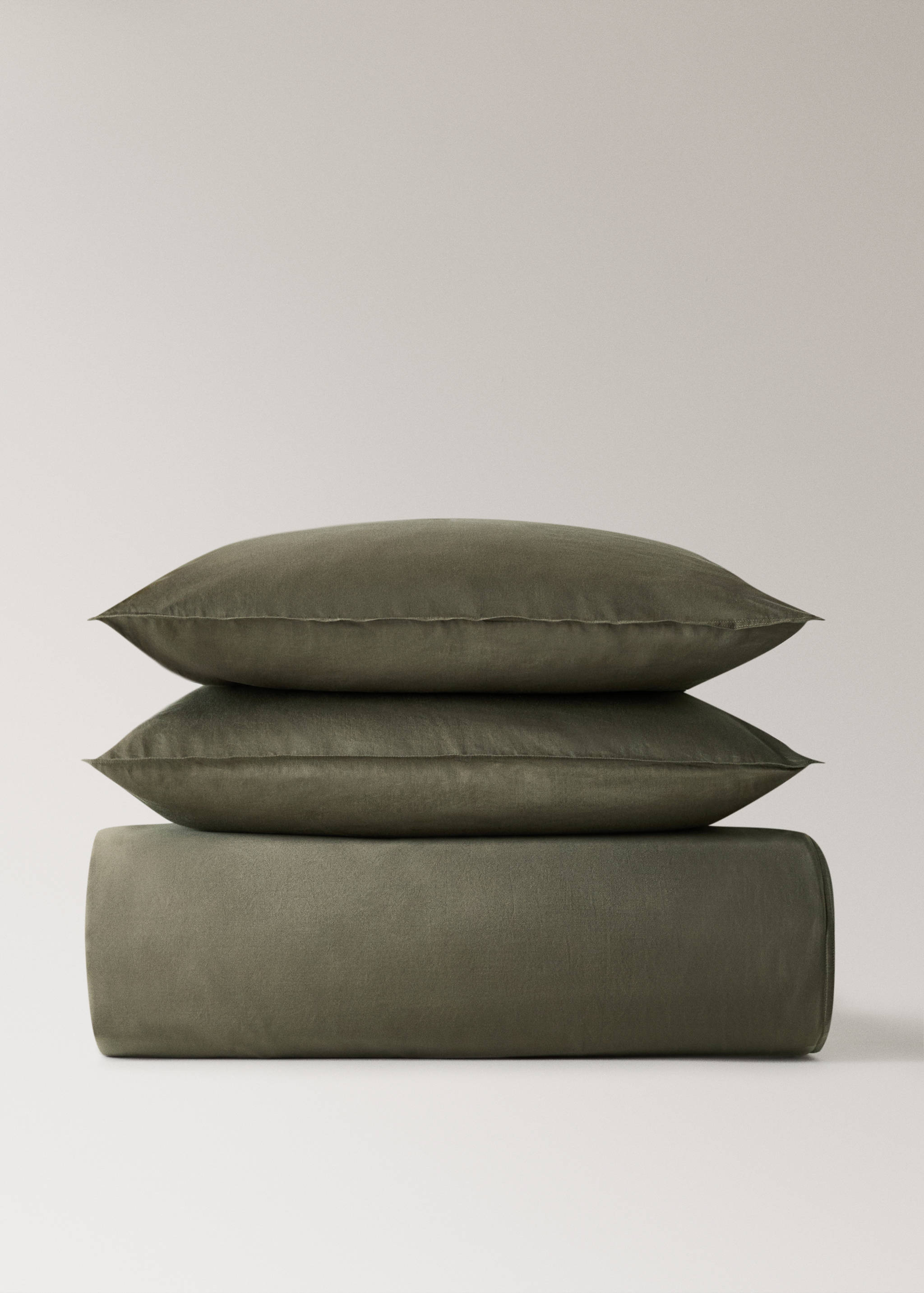 Dekbedovertrek van gewassen satijnkatoen met dubbel stiksel bed 150/160 cm - Artikel zonder model