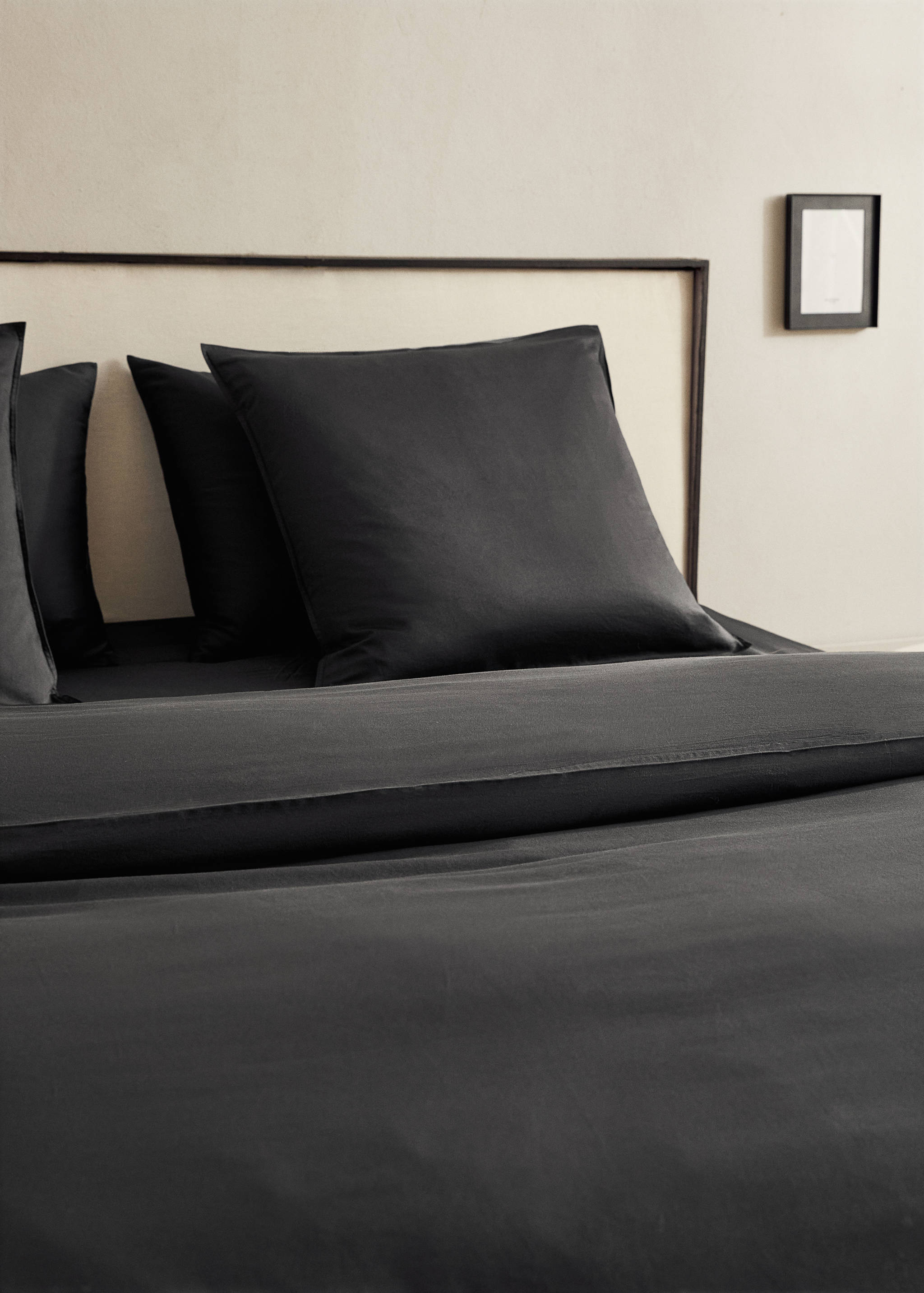 Housse de couette coton et satin lavé double surpiqûre lit 180/200 cm - Détail de l'article 7