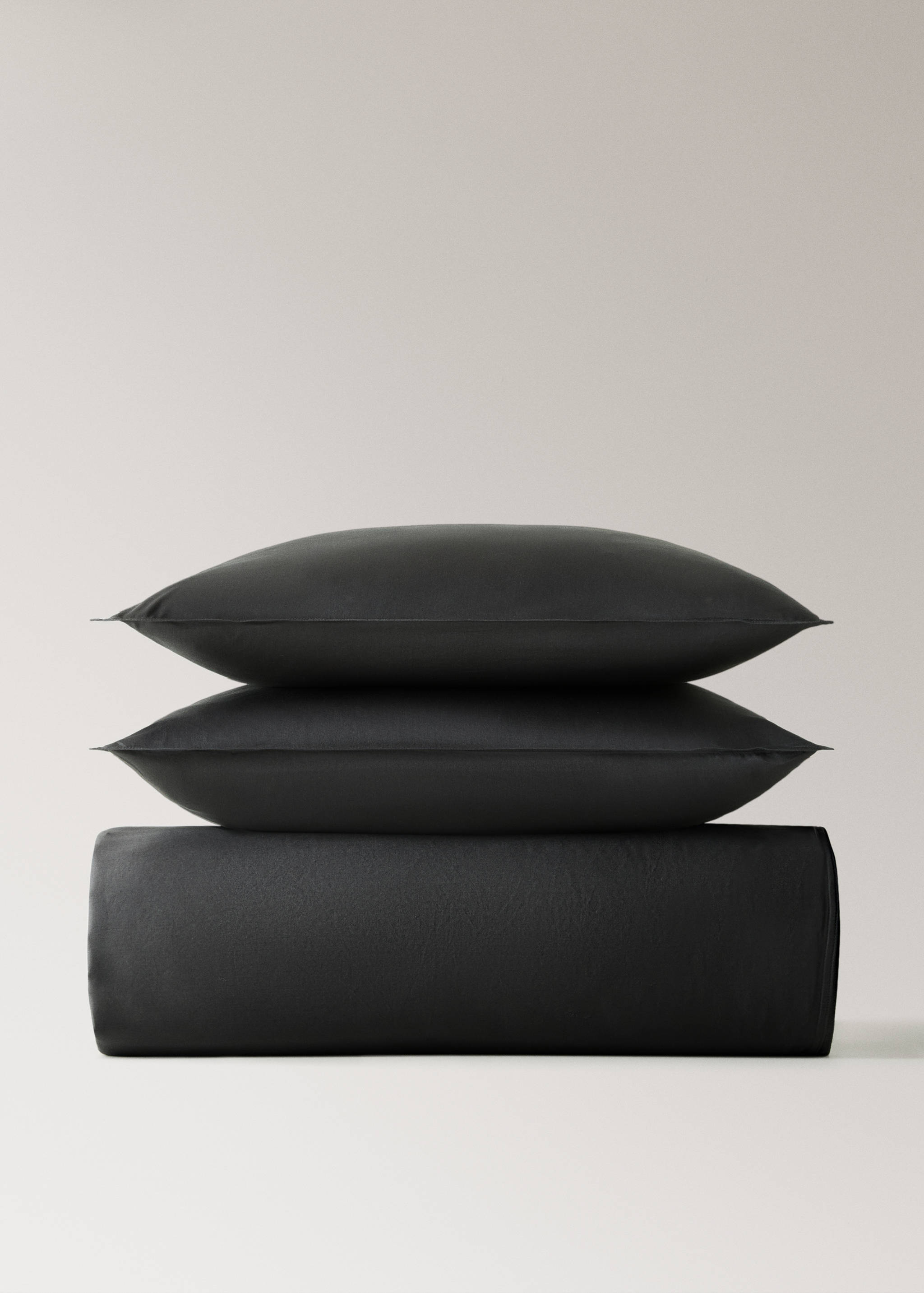 Housse de couette coton et satin lavé double surpiqûre lit 180/200 cm - Article sans modèle