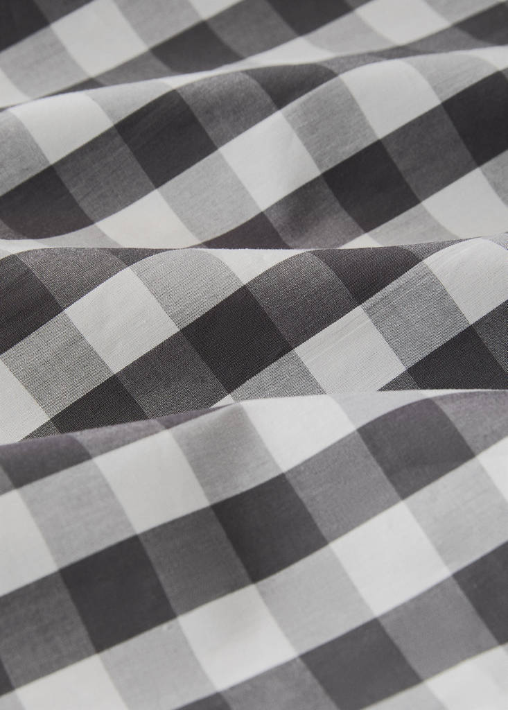 Percale cotton gingham check duvet cover for 90 cm bed — Grey