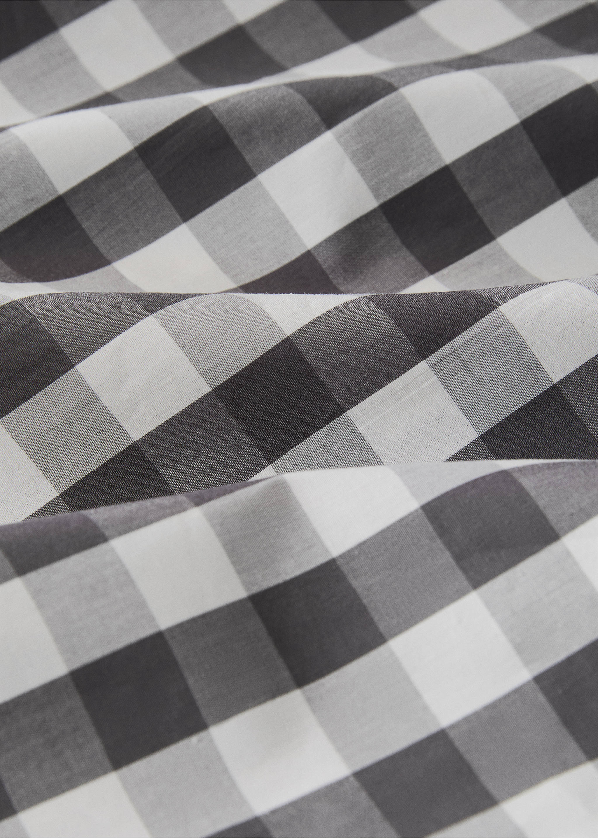 Percale cotton gingham check duvet cover for 135/140 cm bed - Details of the article 2, Grey. Ref: 17021542-00.