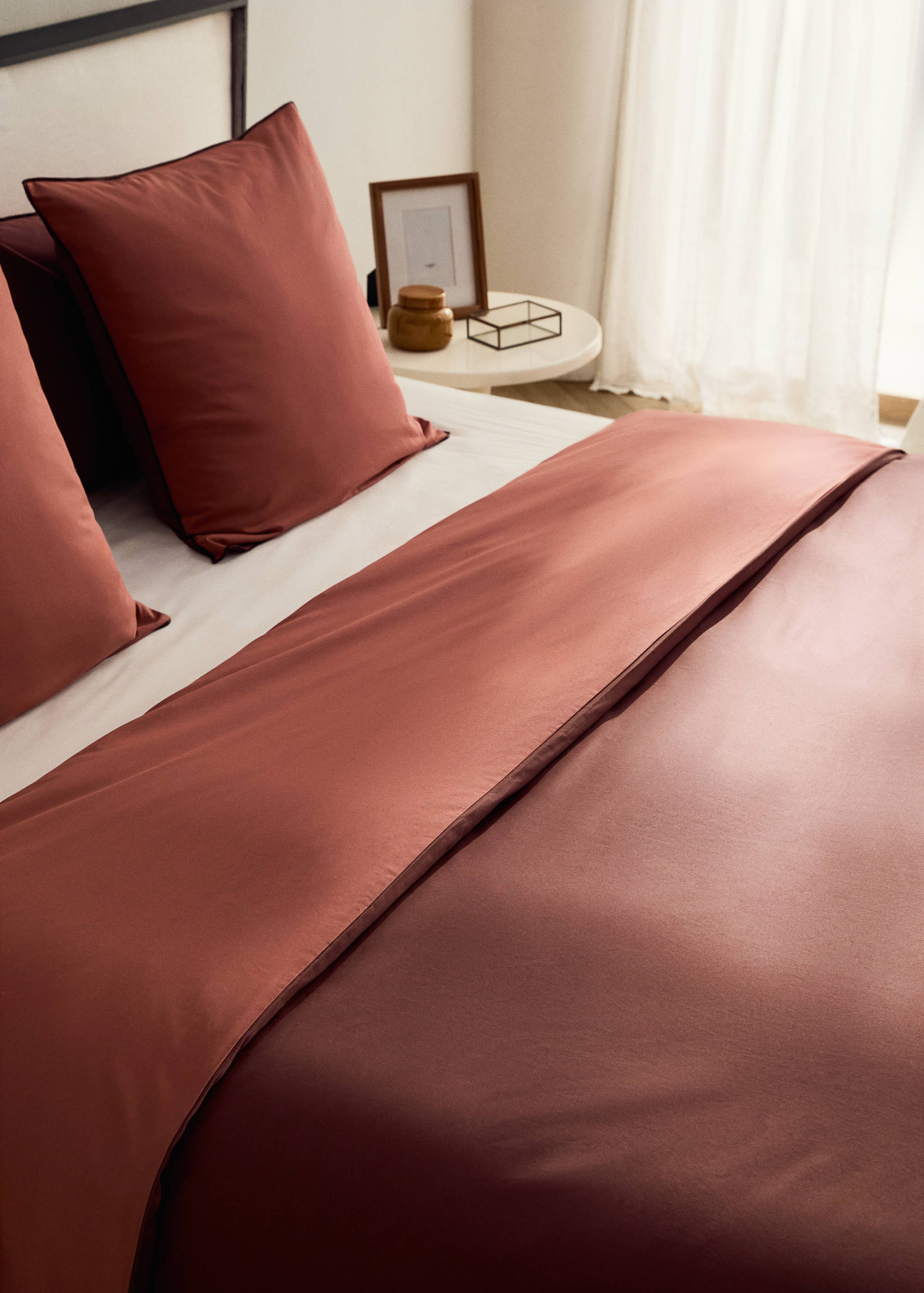 200-thread count percale cotton duvet cover with contrasting overlock for 180/200 cm bed - Details of the article 7