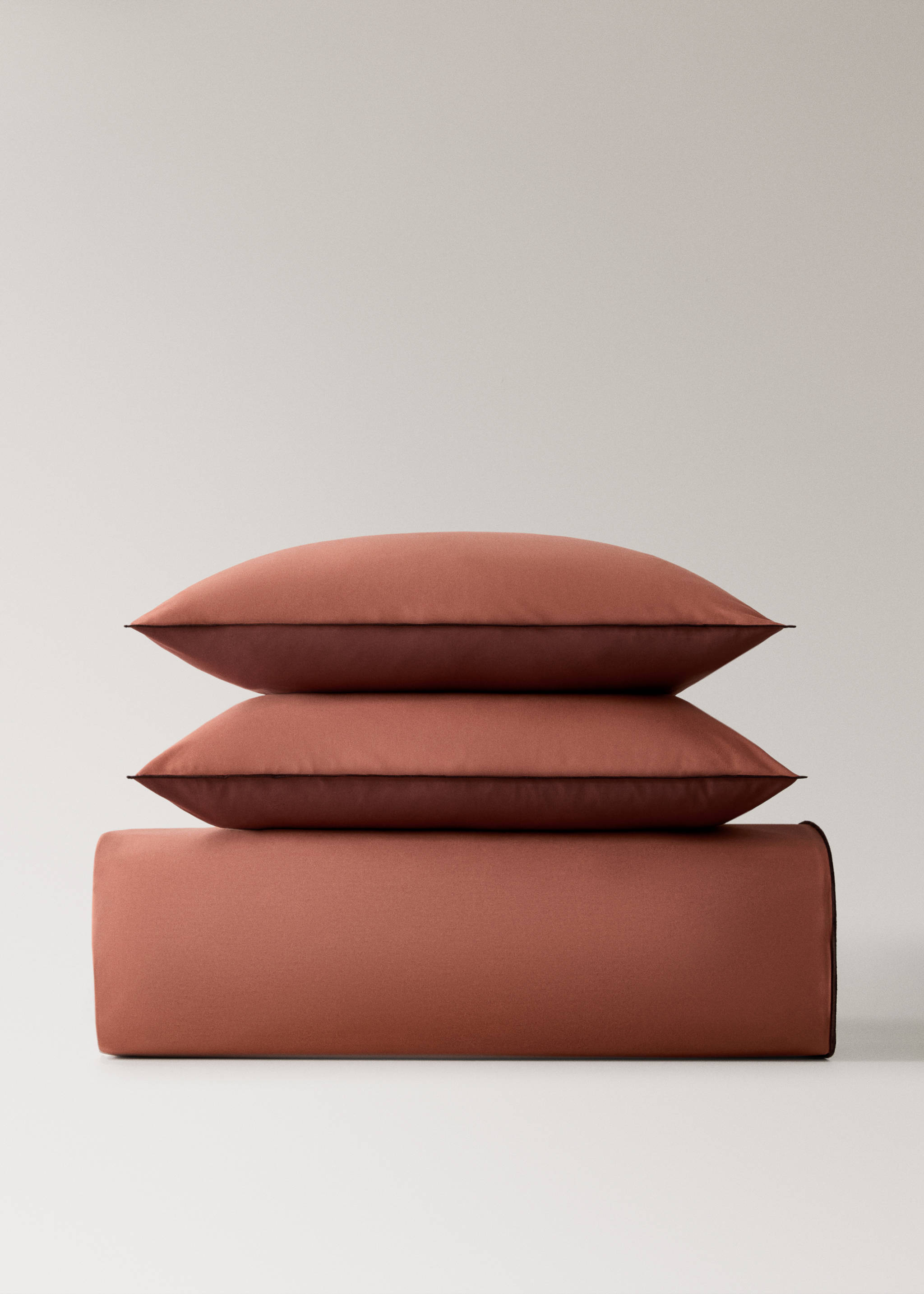 200-thread count percale cotton duvet cover with contrasting overlock for 180/200 cm bed - Article without model