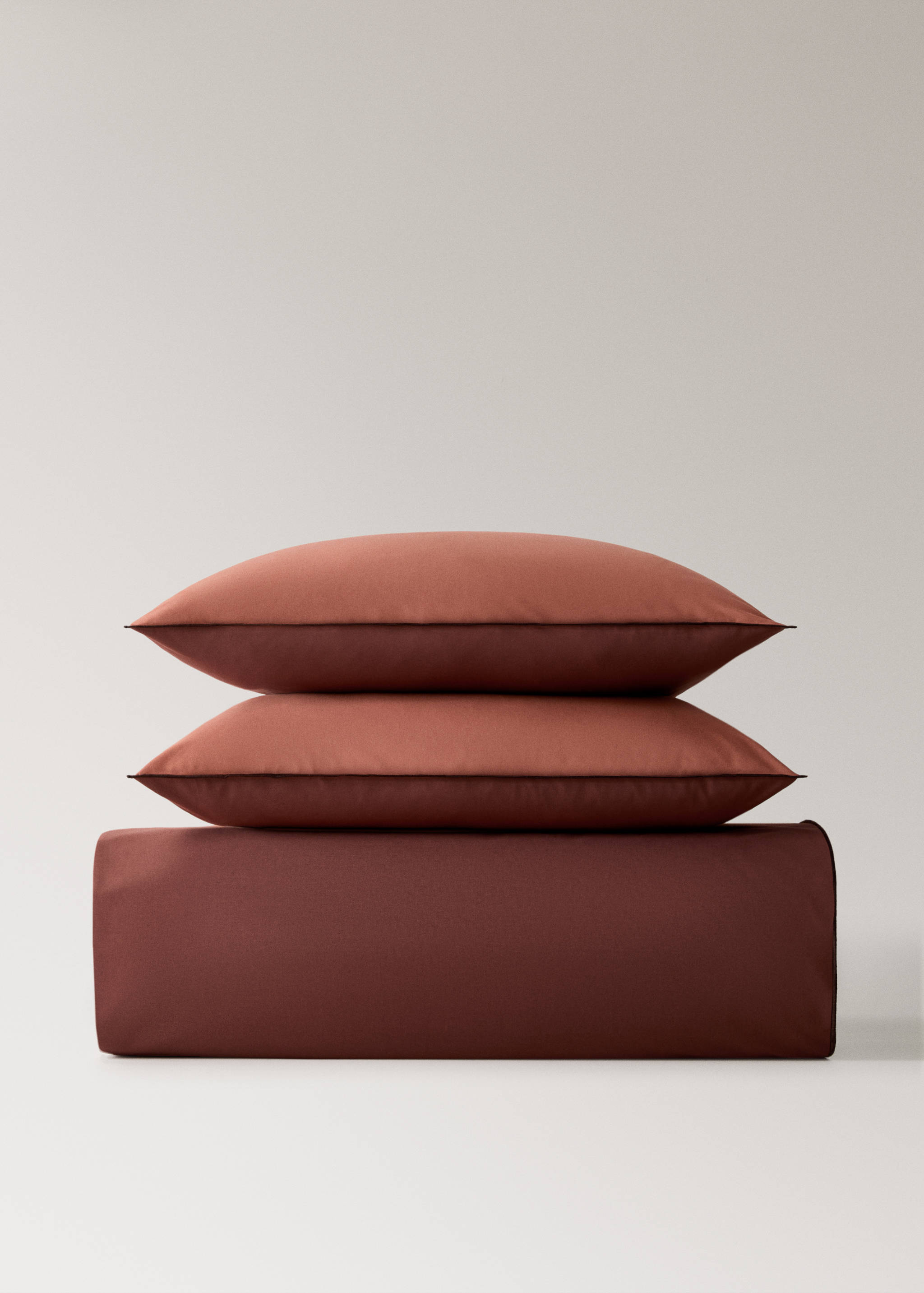 200-thread count percale cotton duvet cover with contrasting overlock for 180/200 cm bed - Details of the article 4