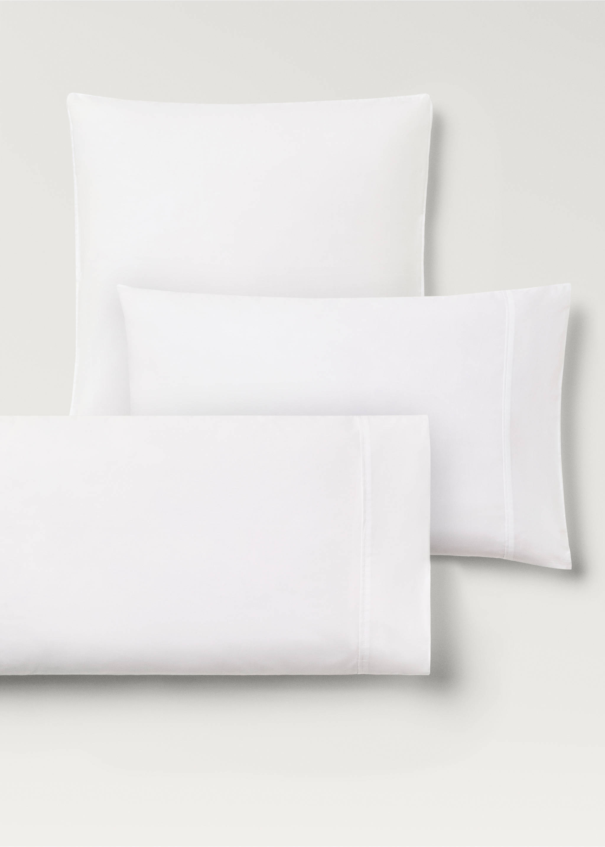 Two 300-thread percale cotton pillowcases 60x60 cm - Details of the article 4, Ecru. Ref: 17021558-00.