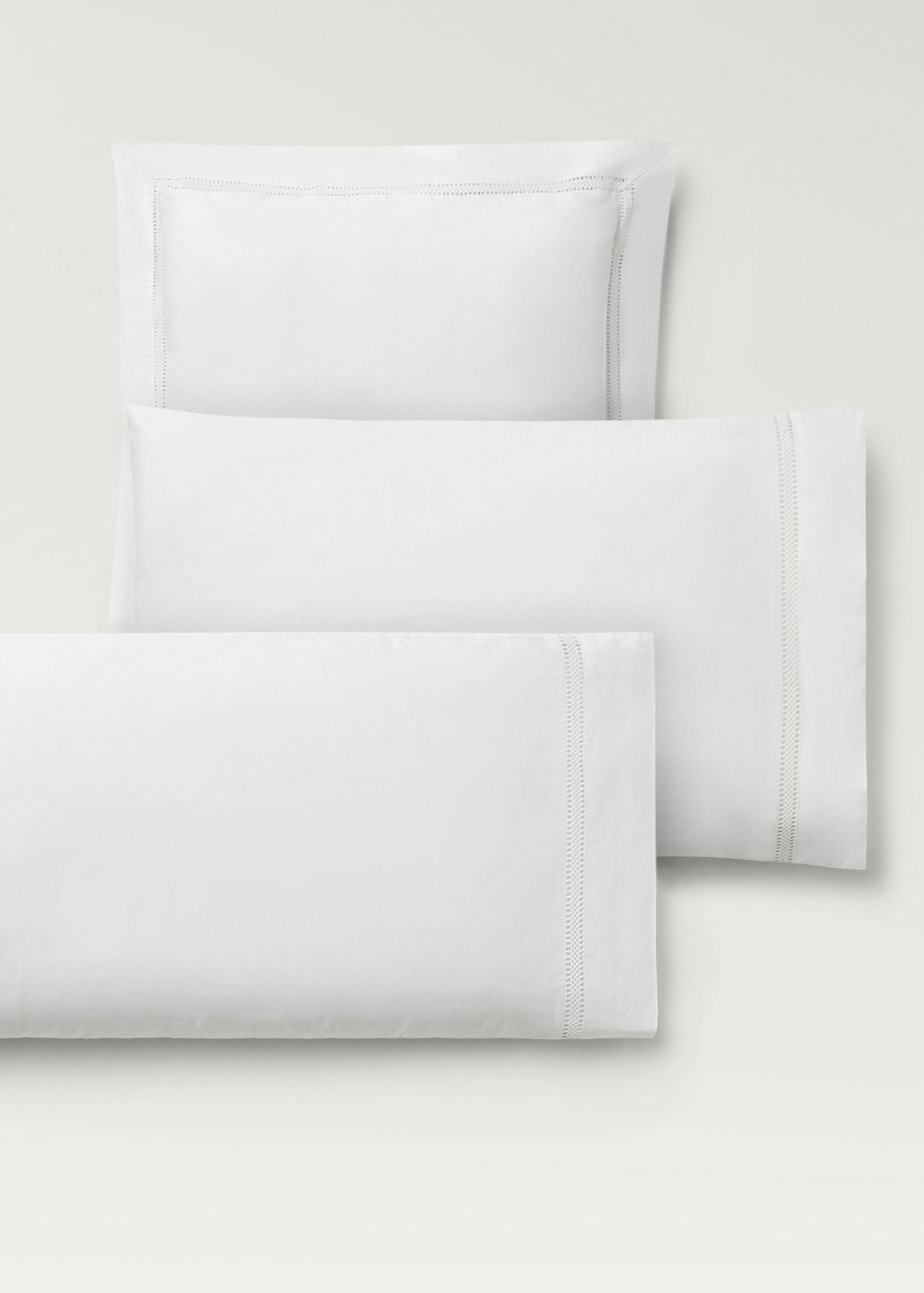 Cotton percale pillowcase with lace insert 45x110 cm - Details of the article 4
