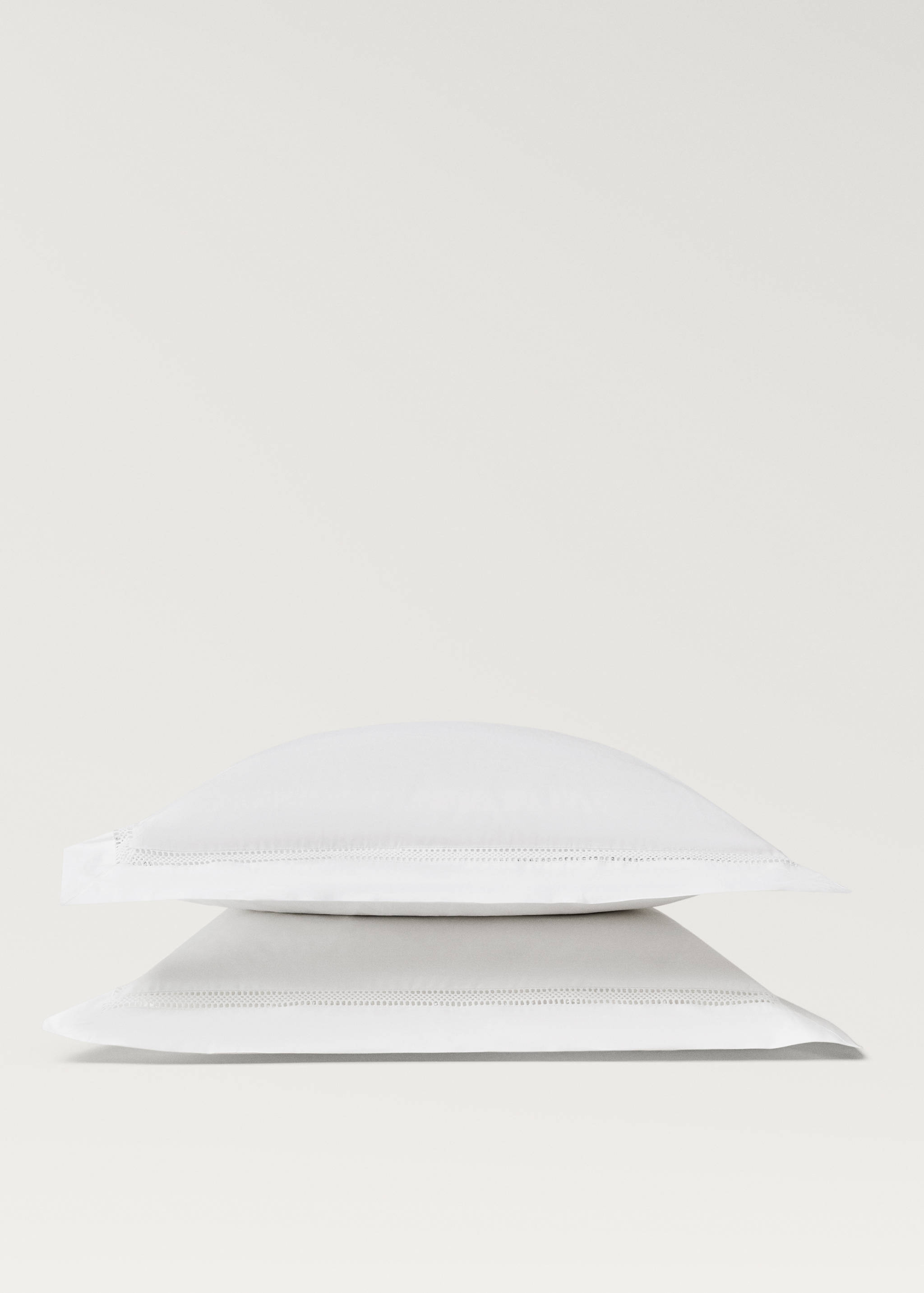 Two cotton percale pillowcases with inset 60x60 cm - Details of the article 1