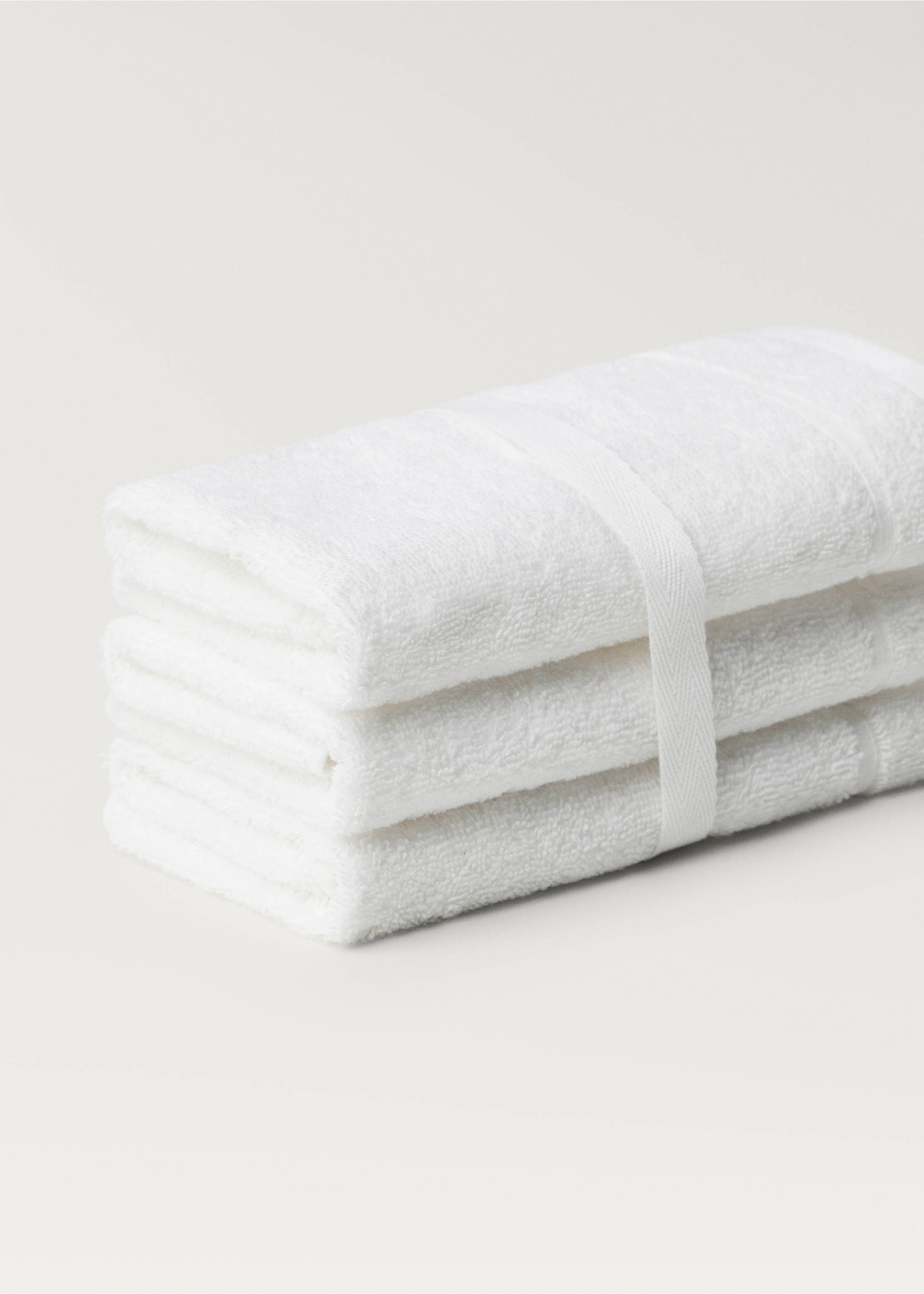 Pack of 3 cotton terry towels - Details of the article 2, White. Ref: 17021609-00.