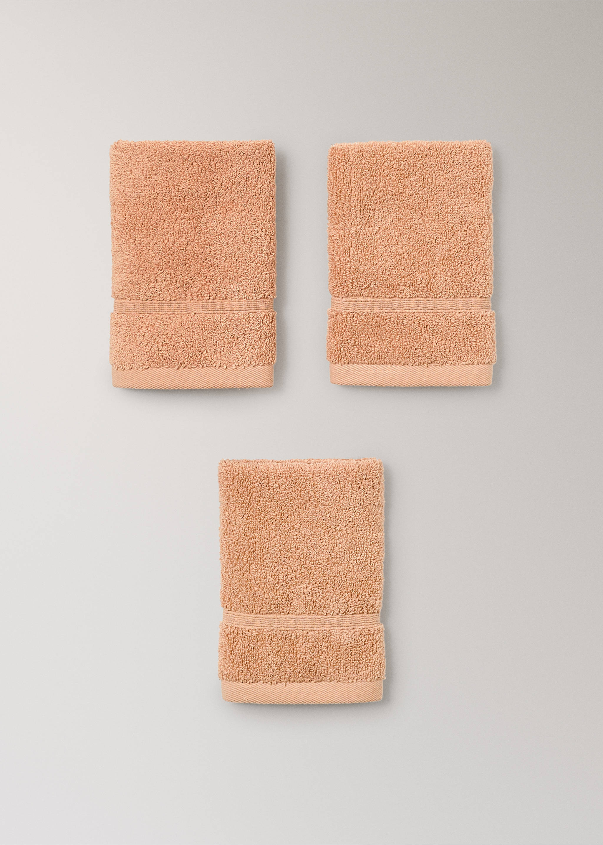 3er-Pack Handtücher aus Frottee-Baumwolle - Detail des Artikels 3, Lachs. Ref: 17021609-00.