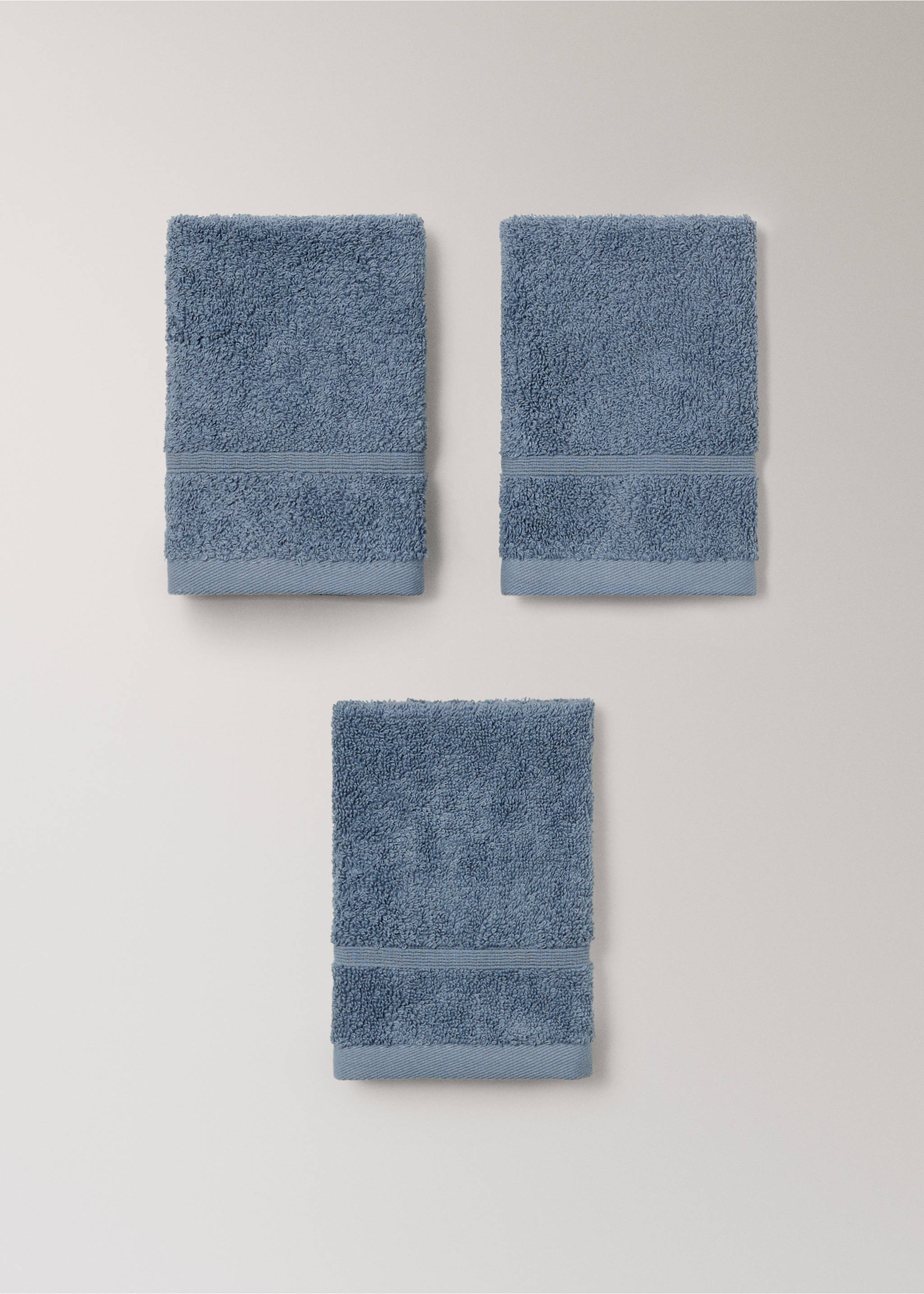 Pack of 3 cotton terry towels - Details of the article 3, Blue. Ref: 17021609-00.