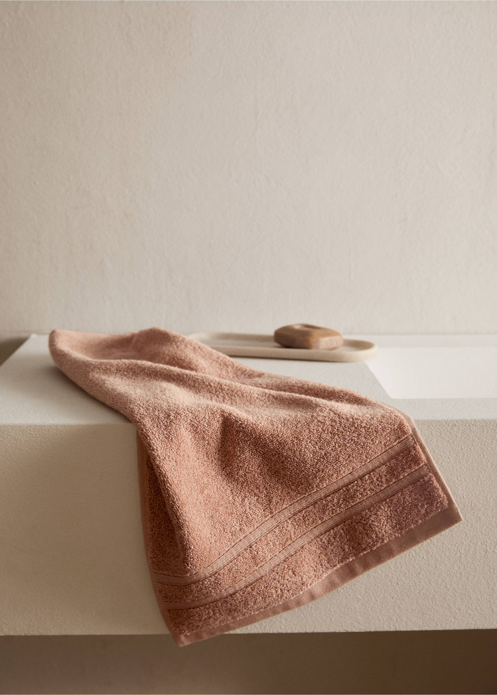 Terry cotton face towel - General plane, Salmon. Ref: 17021611-00.