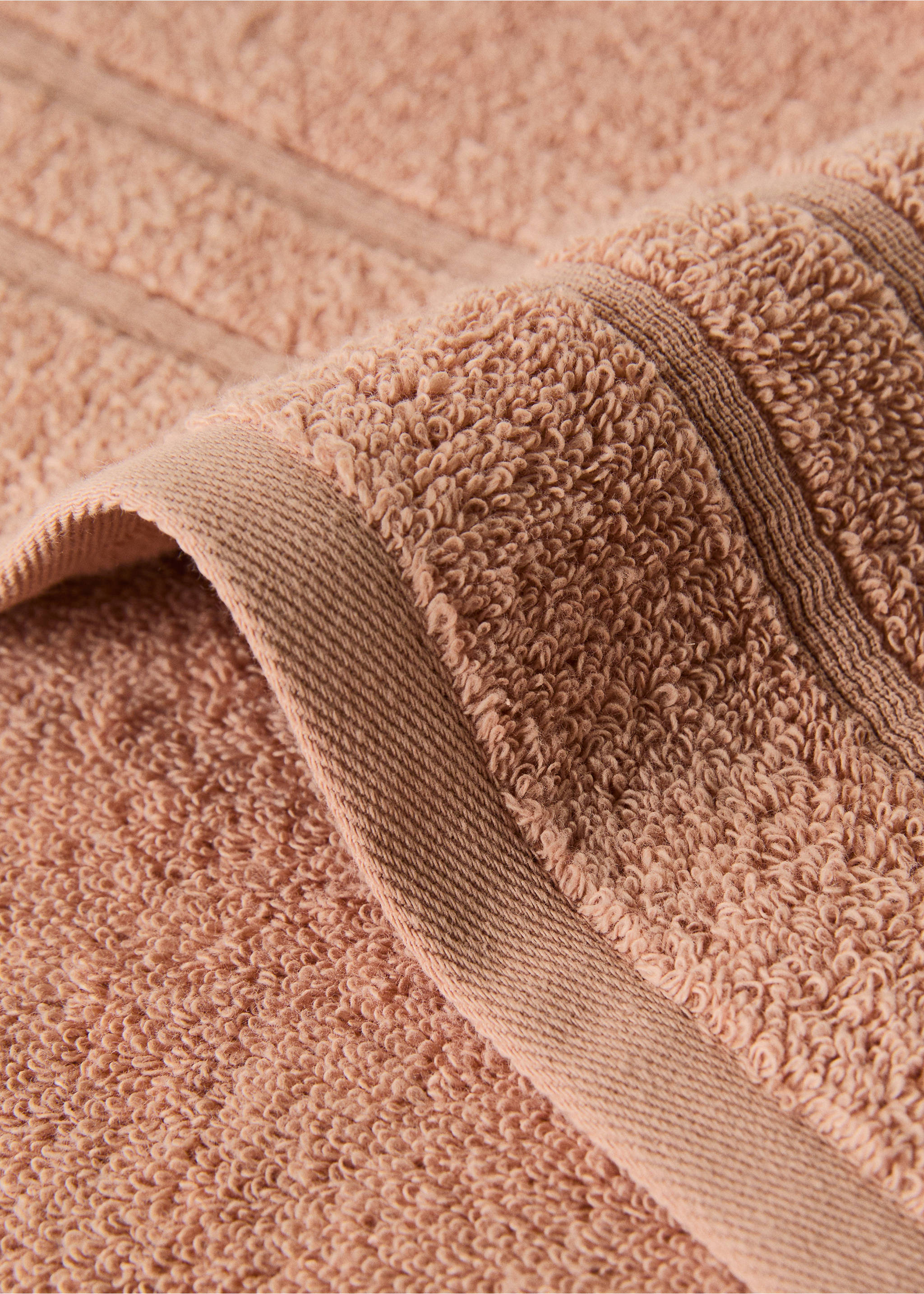 Terry cotton face towel - Details of the article 1, Salmon. Ref: 17021611-00.