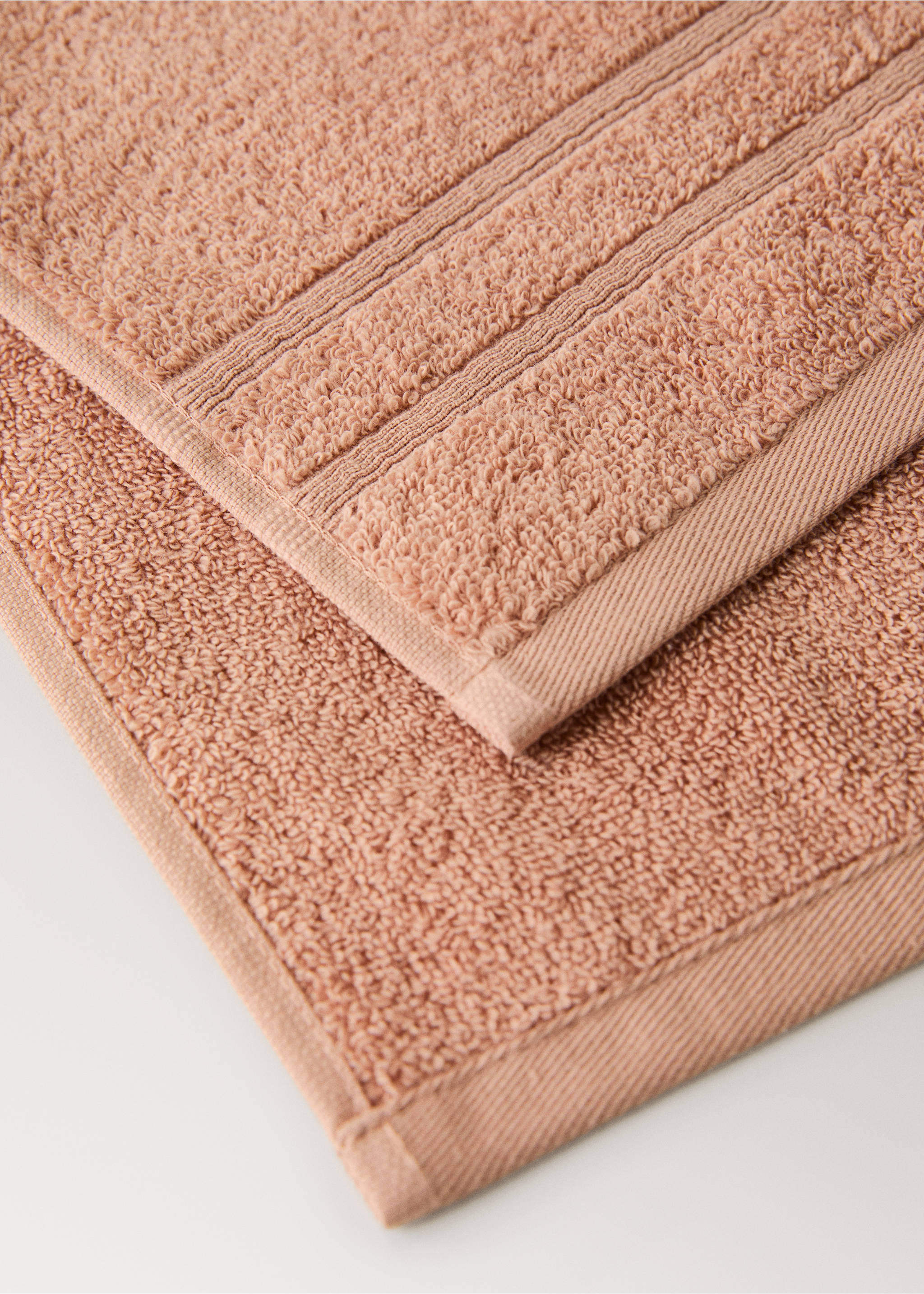 Terry cotton face towel - Details of the article 2, Salmon. Ref: 17021611-00.