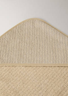 Children's cotton striped bath poncho — Ecru 1