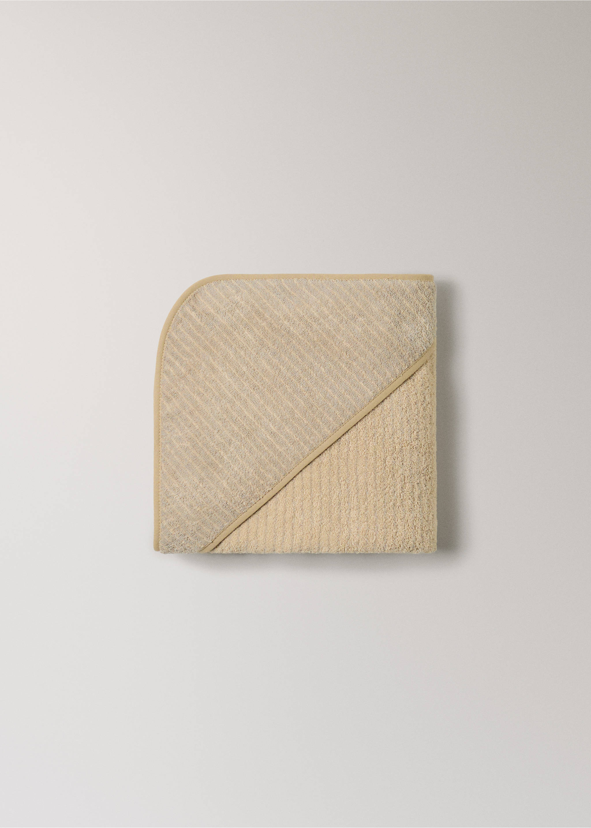 Children's cotton striped bath poncho - Details of the article 3, Ecru. Ref: 17021631-00.