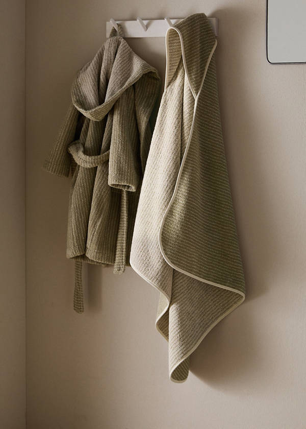 Children's cotton striped bath poncho — Green