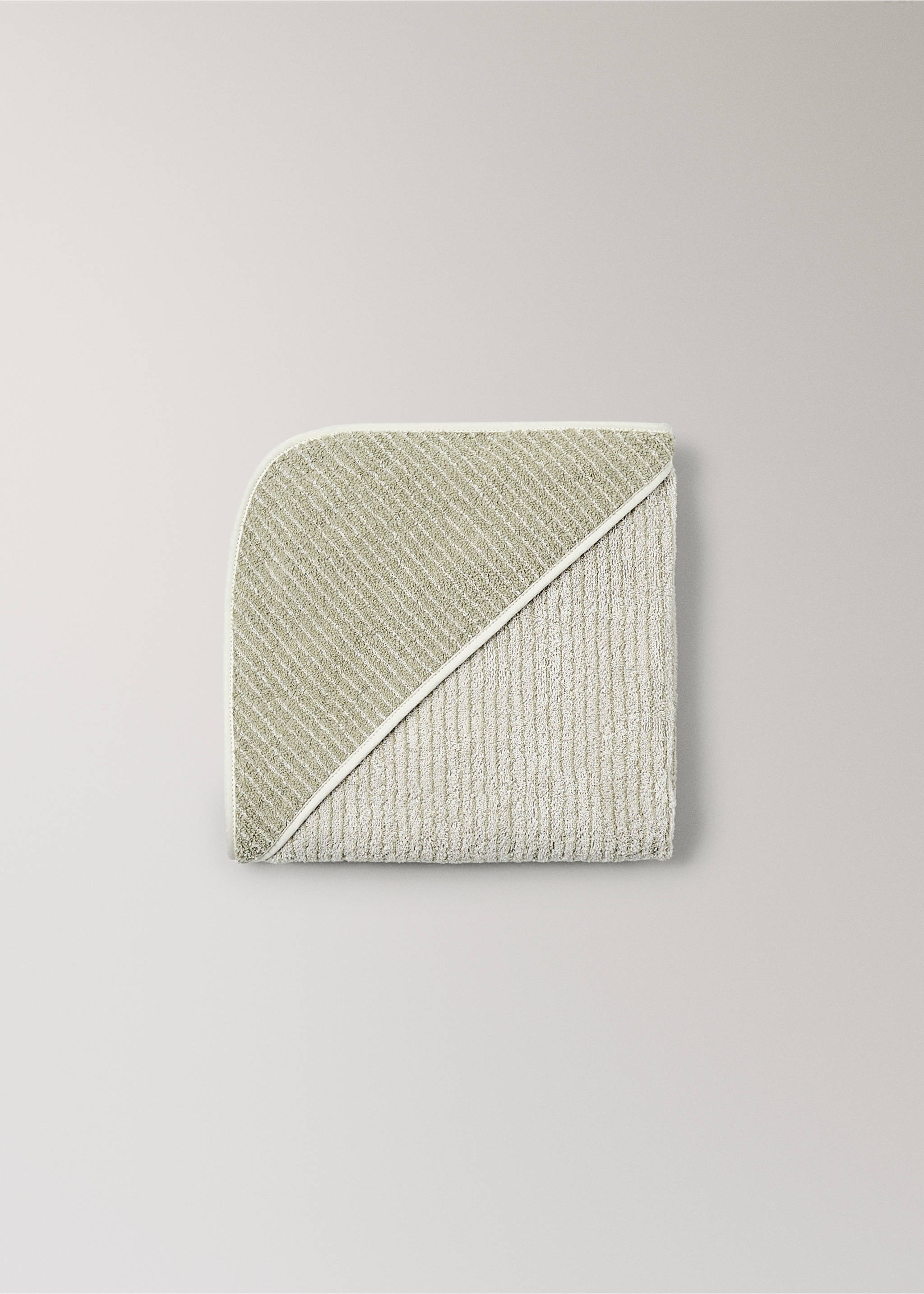 Children's cotton striped bath poncho - Details of the article 1, Green. Ref: 17021631-00.