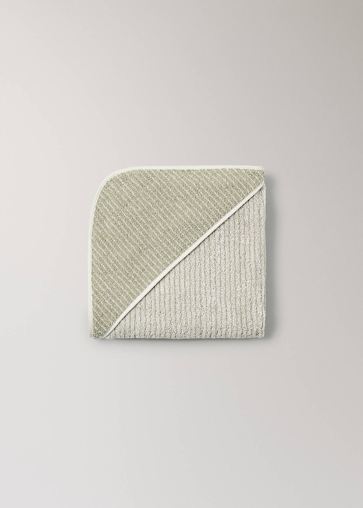 Children's cotton striped bath poncho — Green