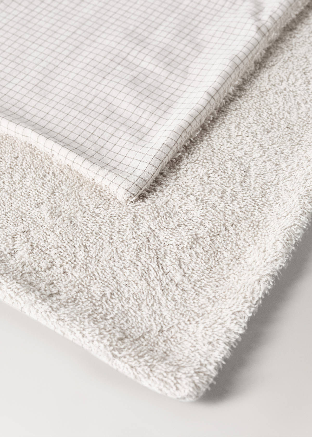 Children's cotton check towel — Medium Brown
