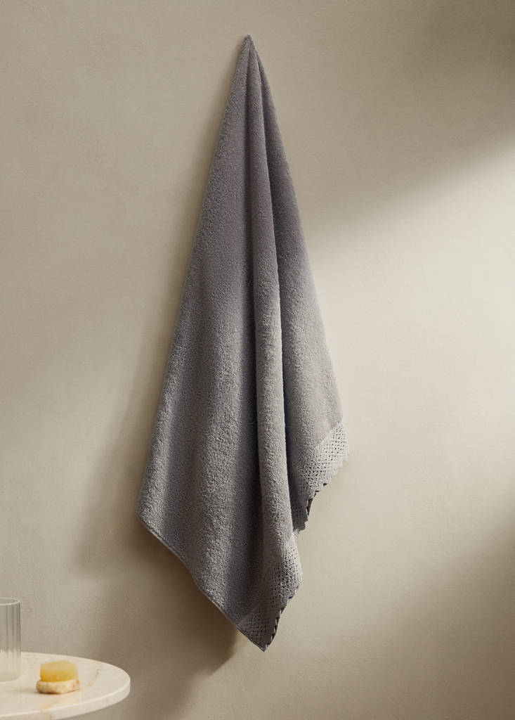 MANGO HOME - Drap de bain 100 % coton dentelle écru - 90x150cm