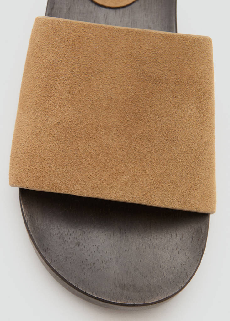 Suede sandals with wooden sole — Sand