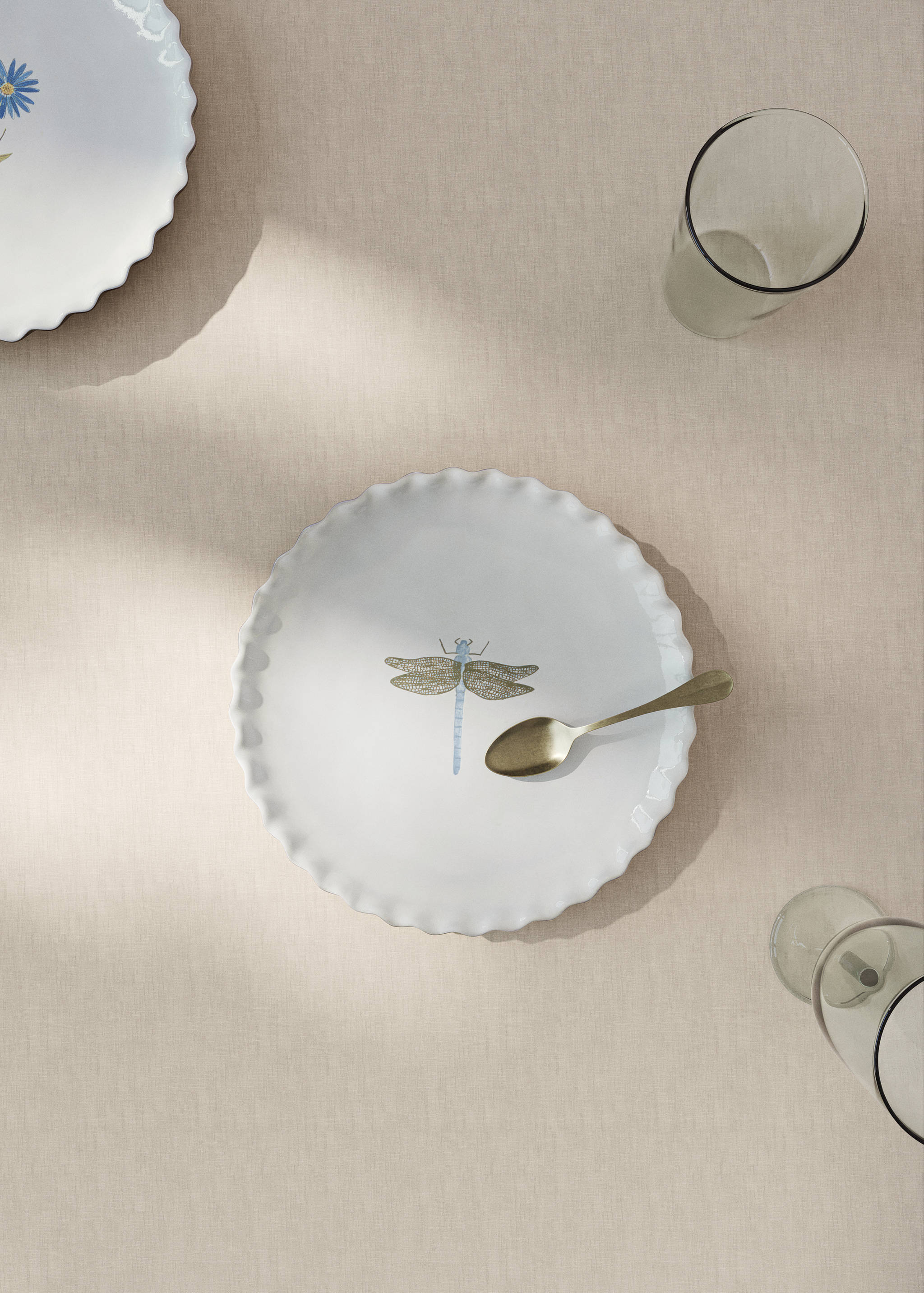 Stoneware dessert plate with pattern - General plane