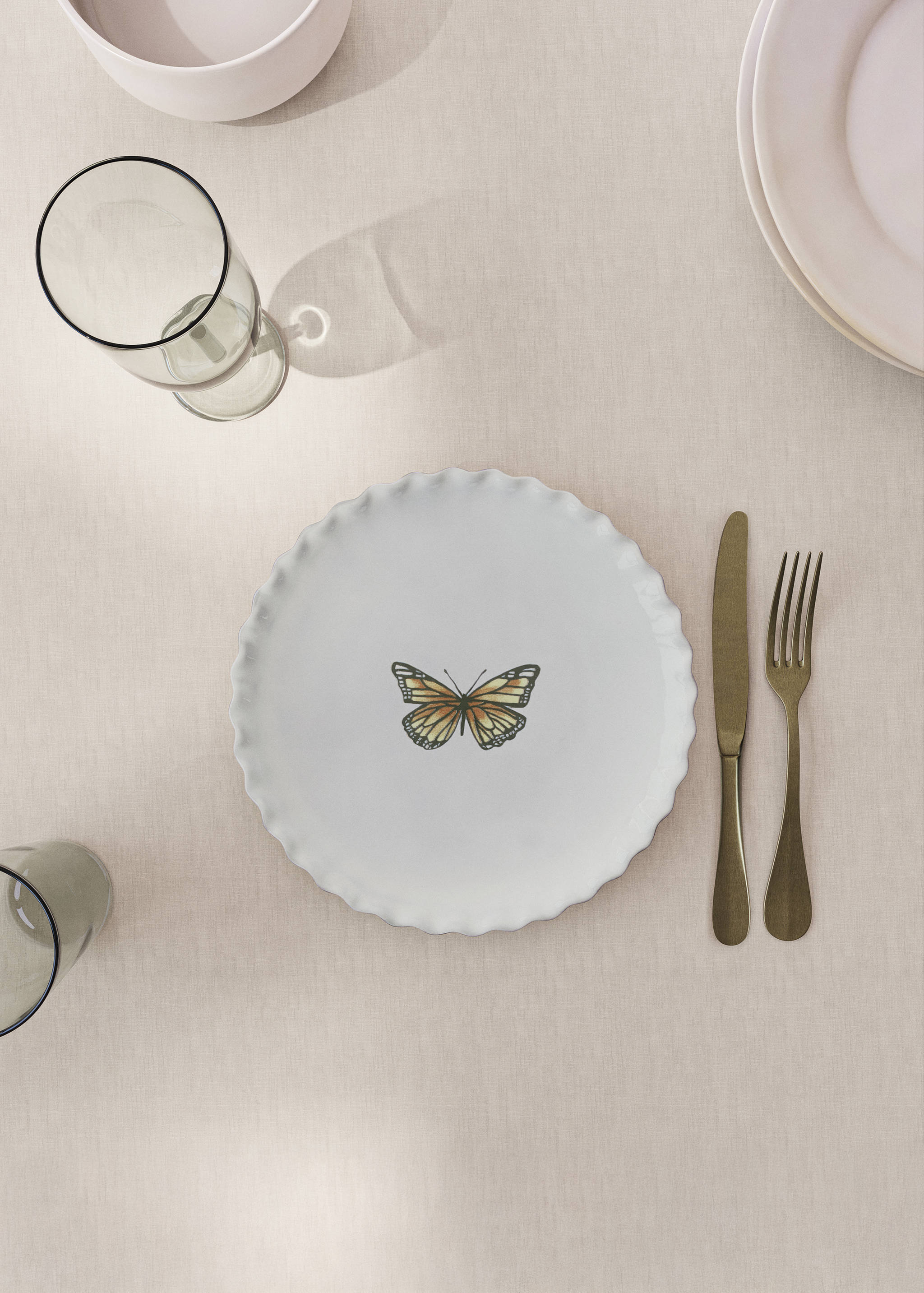 Stoneware dessert plate with pattern - General plane