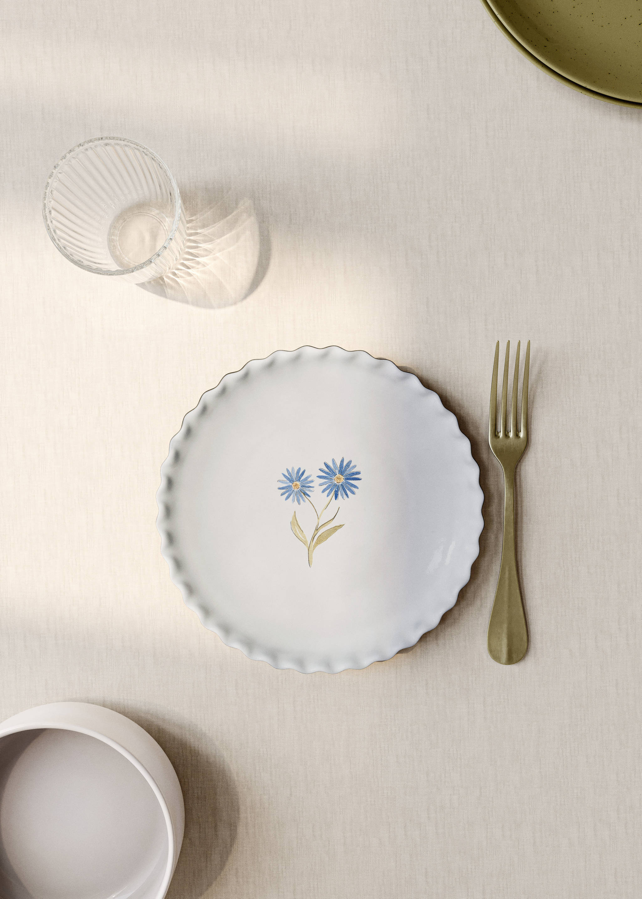 Stoneware dessert plate with pattern - General plane