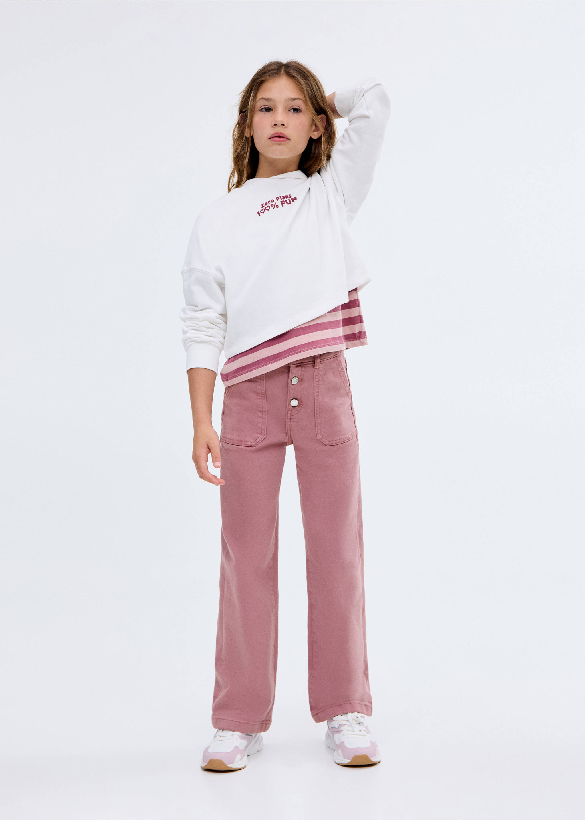 Straight-fit jeans with pockets - General plane, Pink. Ref: 17022538-00.