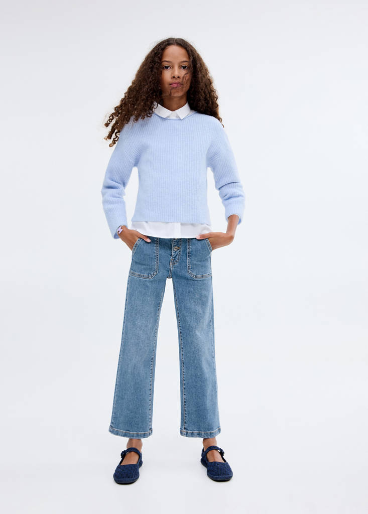 Straight-fit jeans with pockets — Medium Blue