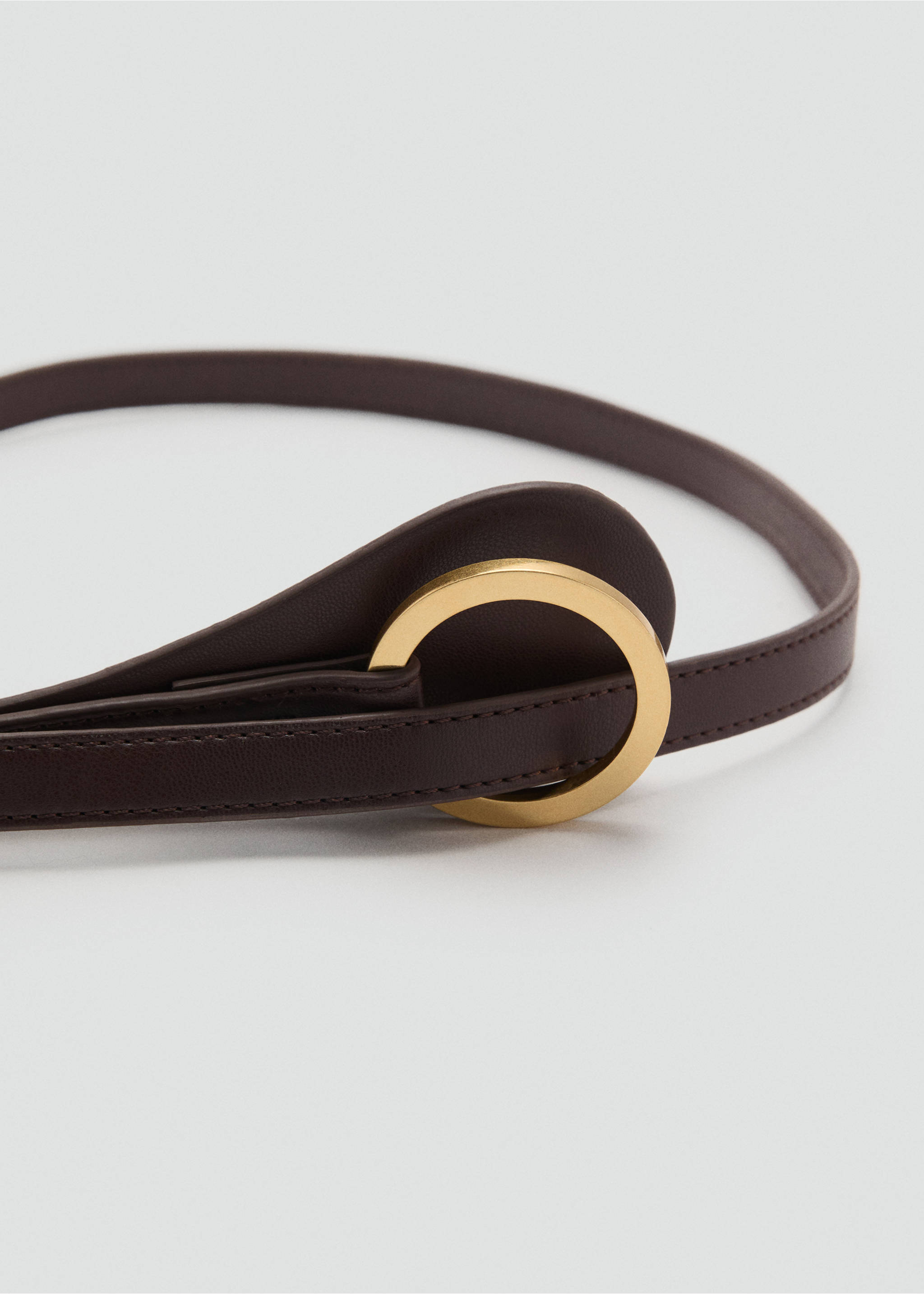 Thin belt with maxi-buckle - Medium plane, Chocolate. Ref: 17022546-00.