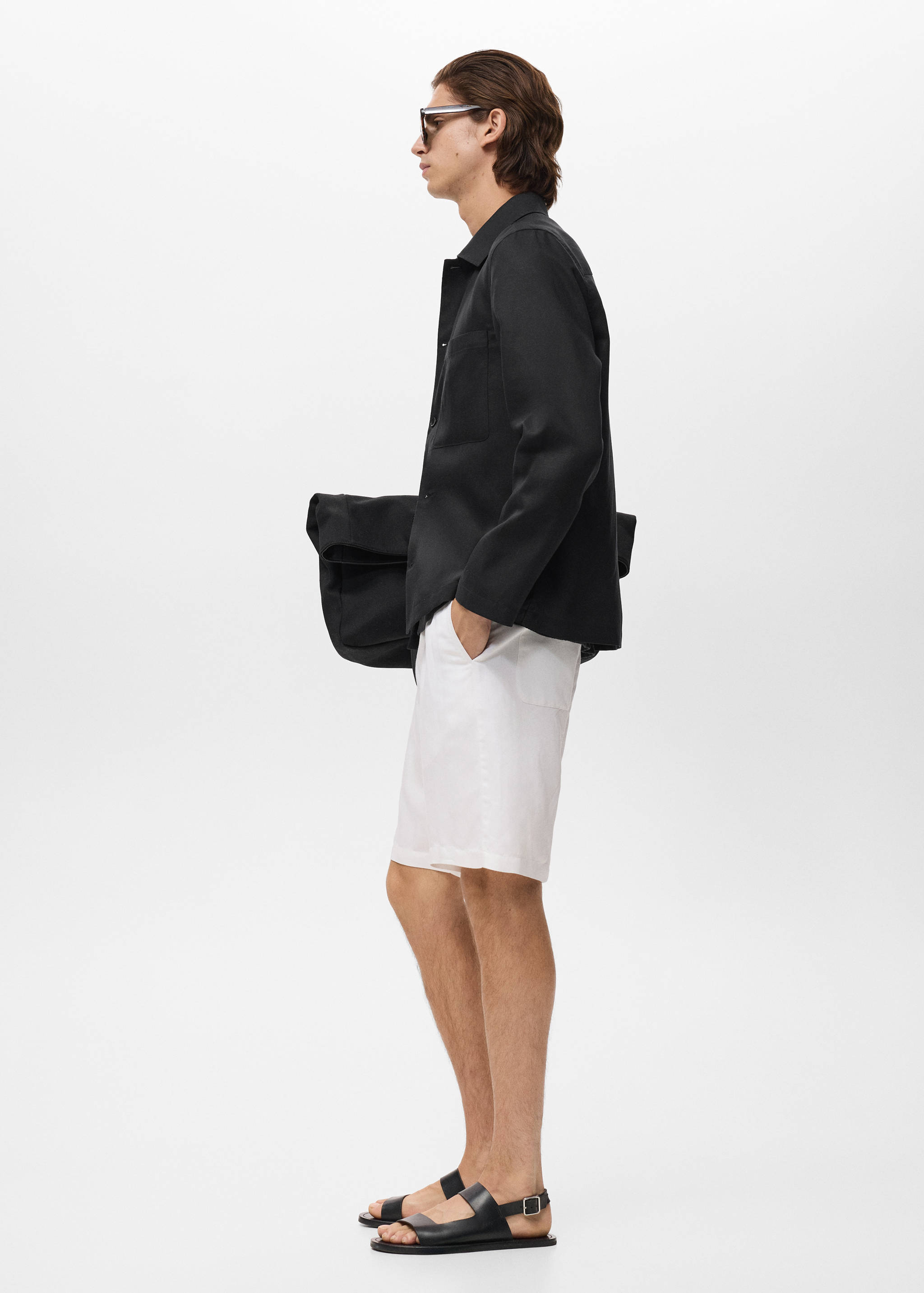 Linen-blend jacket with pockets - Details of the article 2