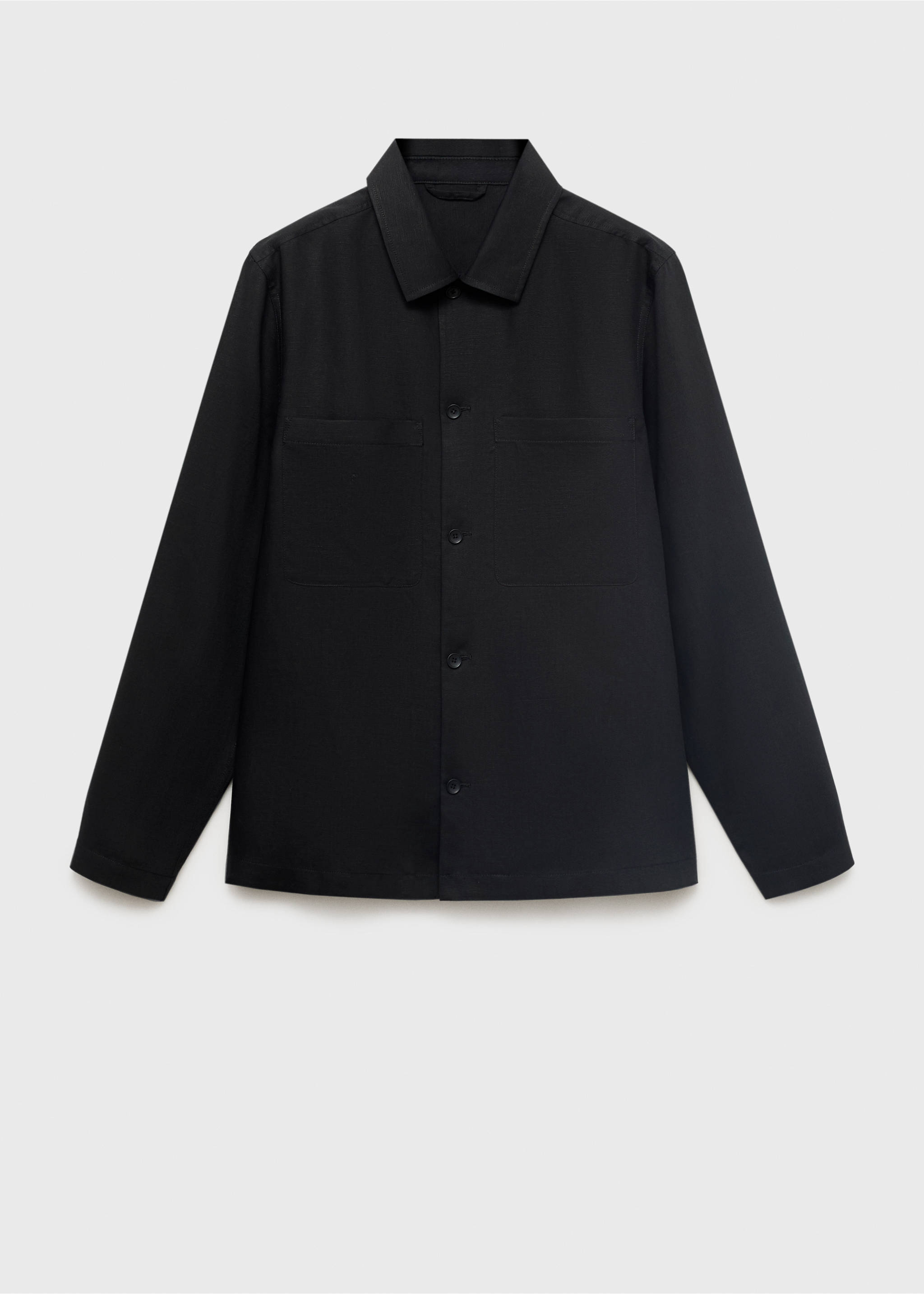 Linen-blend jacket with pockets - Article without model, Black. Ref: 17022894-00.