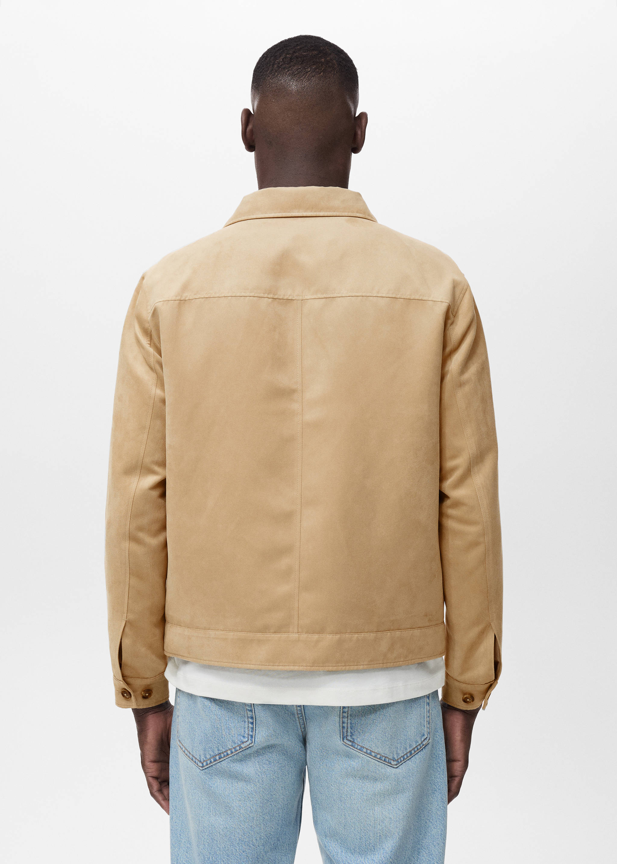 Suede faux-leather overshirt - Reverse of the article