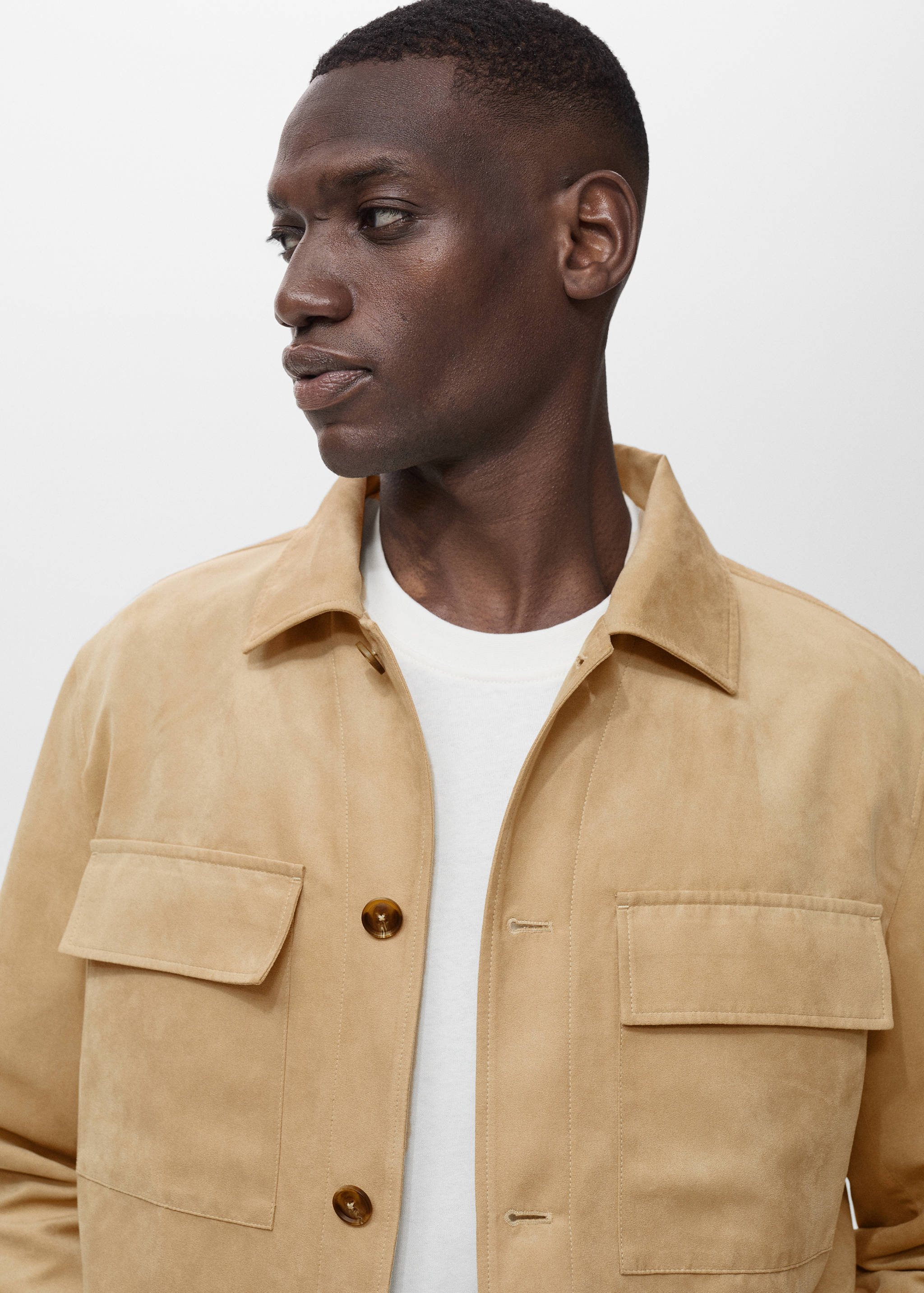 Suede faux-leather overshirt - Details of the article 1