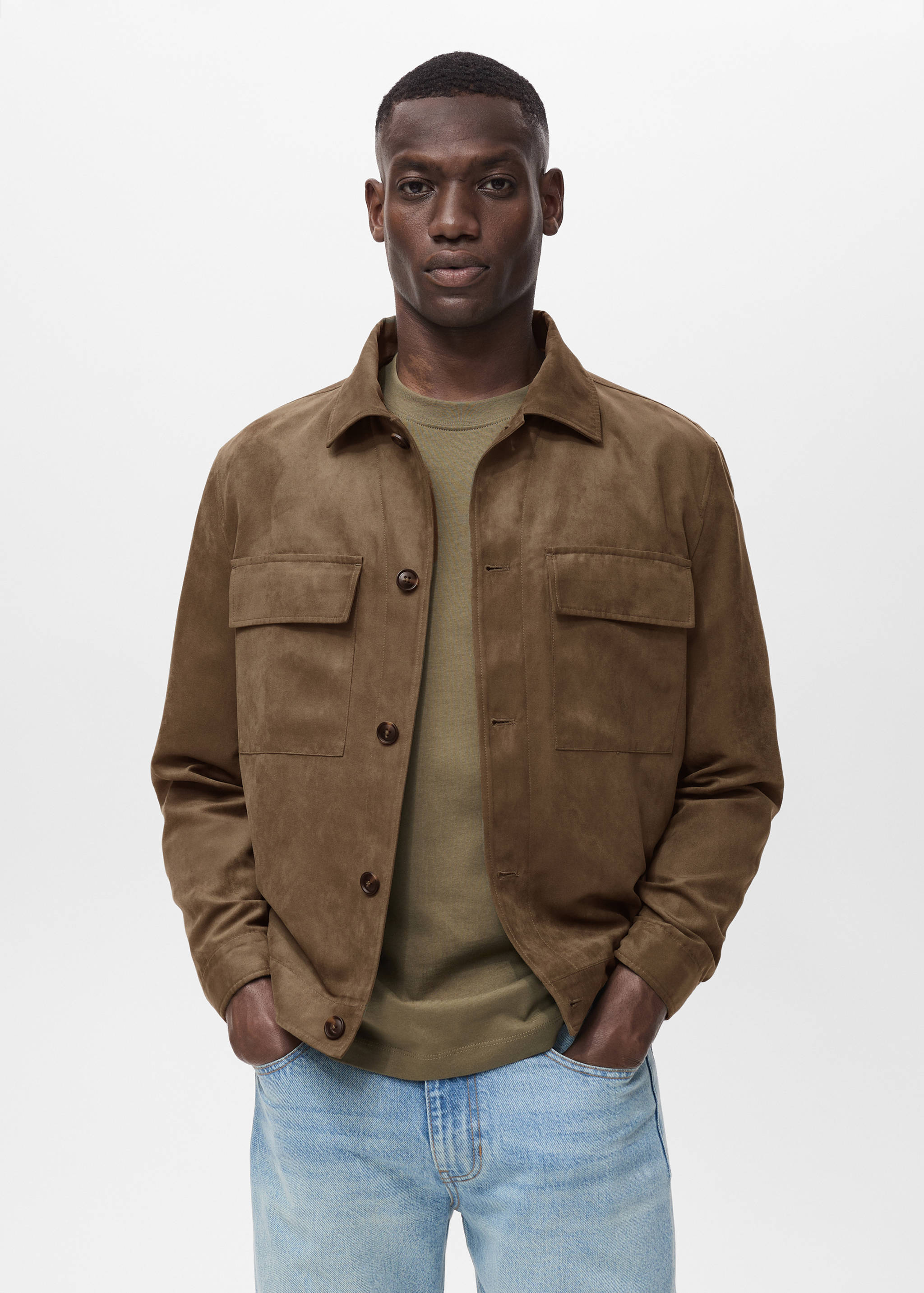 Suede faux-leather overshirt - Medium plane
