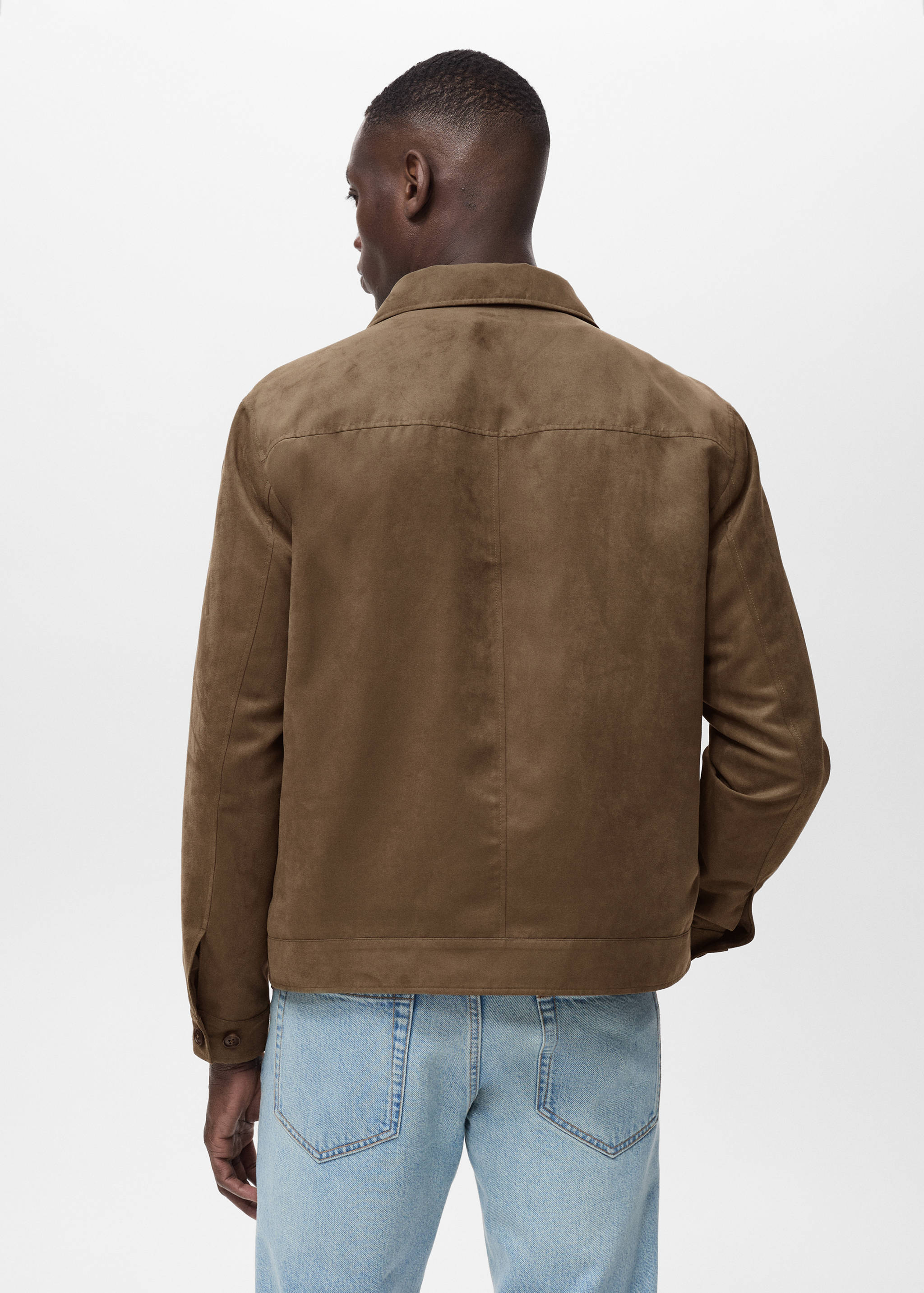 Suede faux-leather overshirt - Reverse of the article