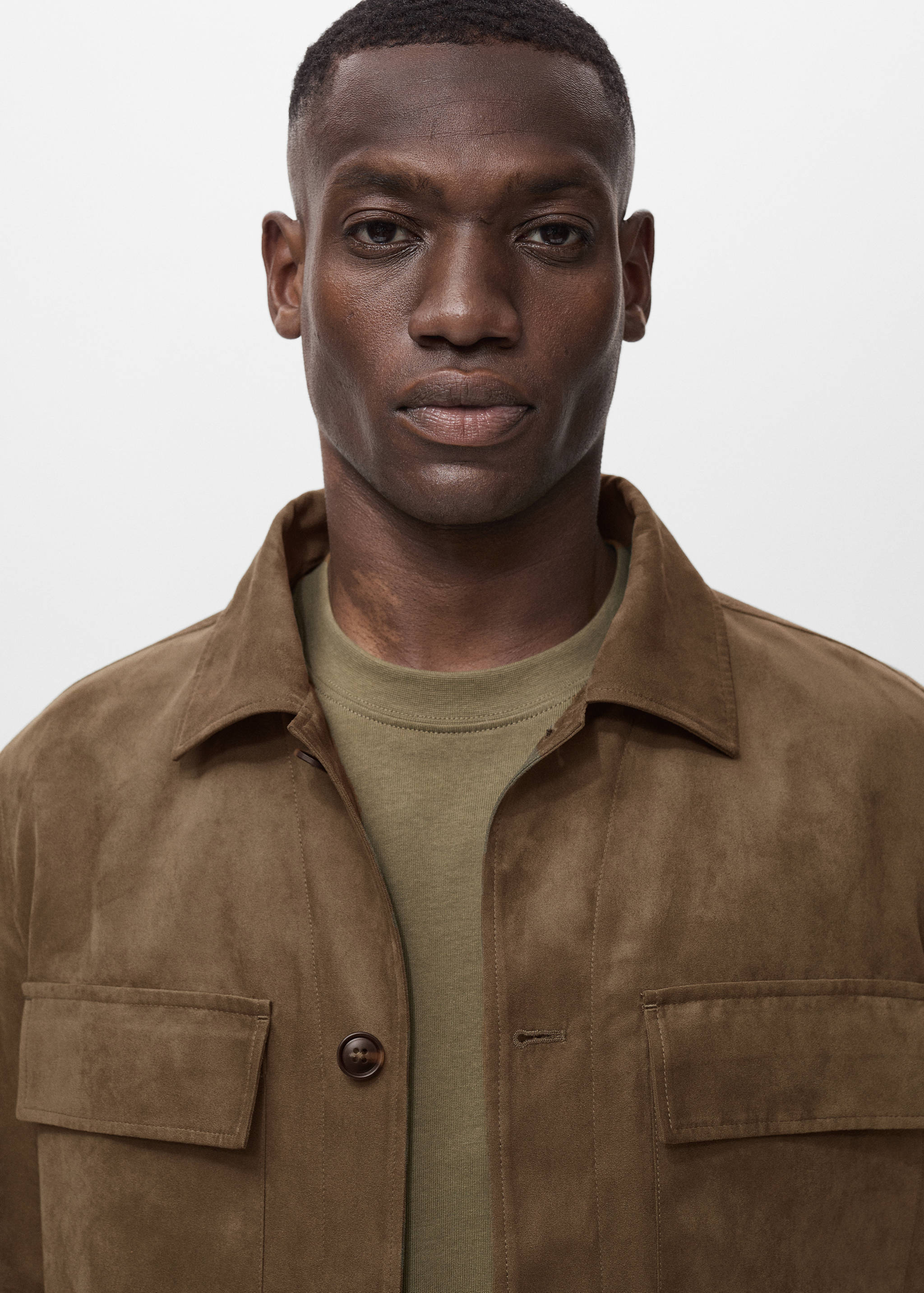 Suede faux-leather overshirt - Details of the article 1