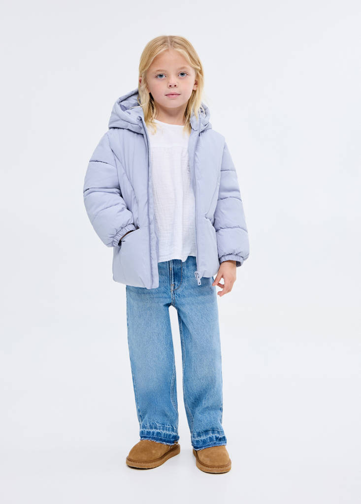 Hood puffer coat — Sky Blue