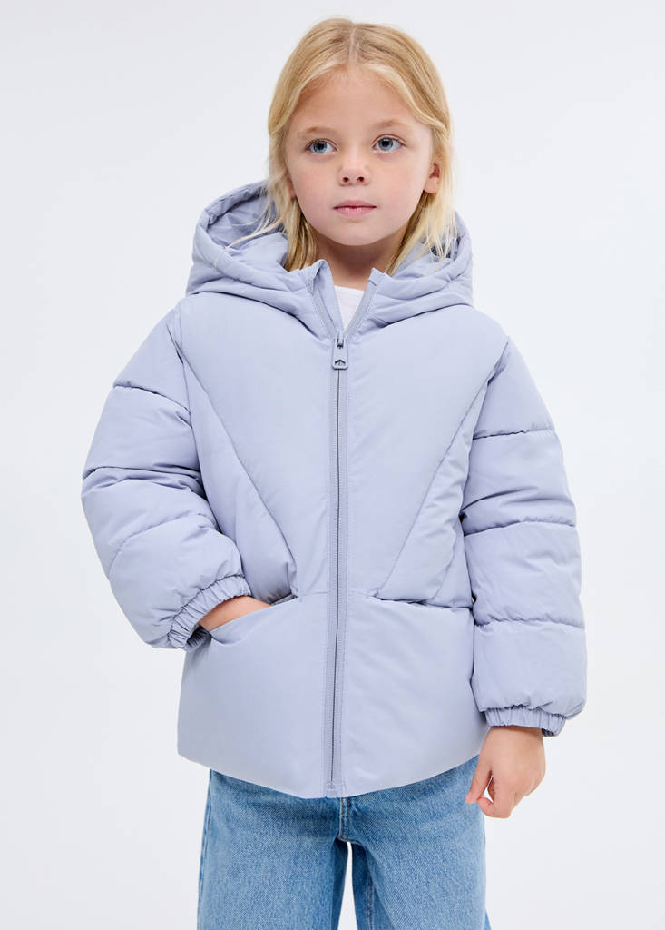 Hood puffer coat — Sky Blue