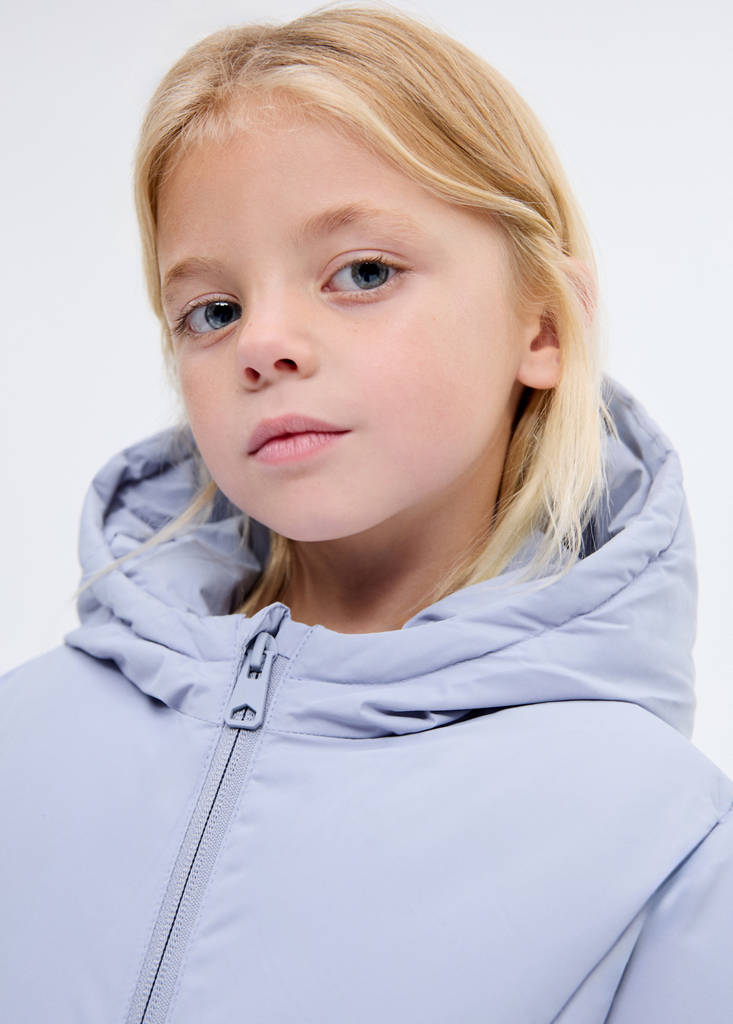 Hood puffer coat — Sky Blue