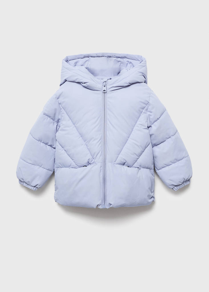 Hood puffer coat — Sky Blue