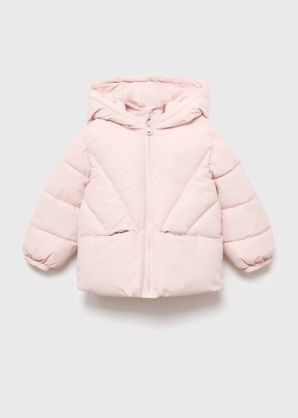 Hood puffer coat — Pink