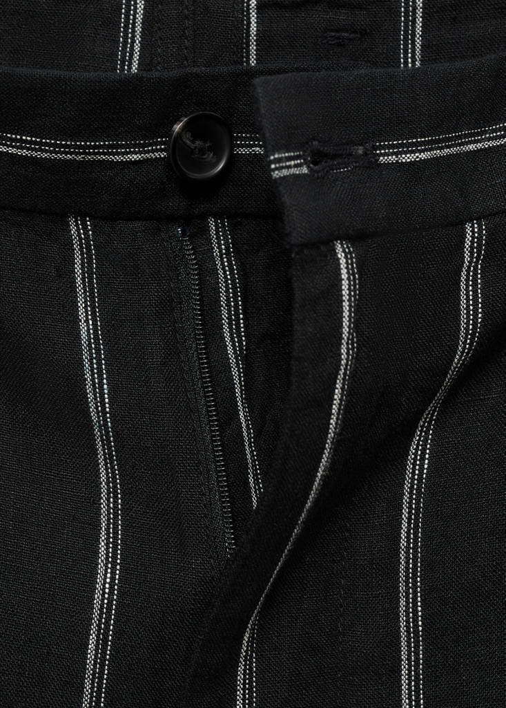 Striped linen-blend Bermuda shorts — Charcoal