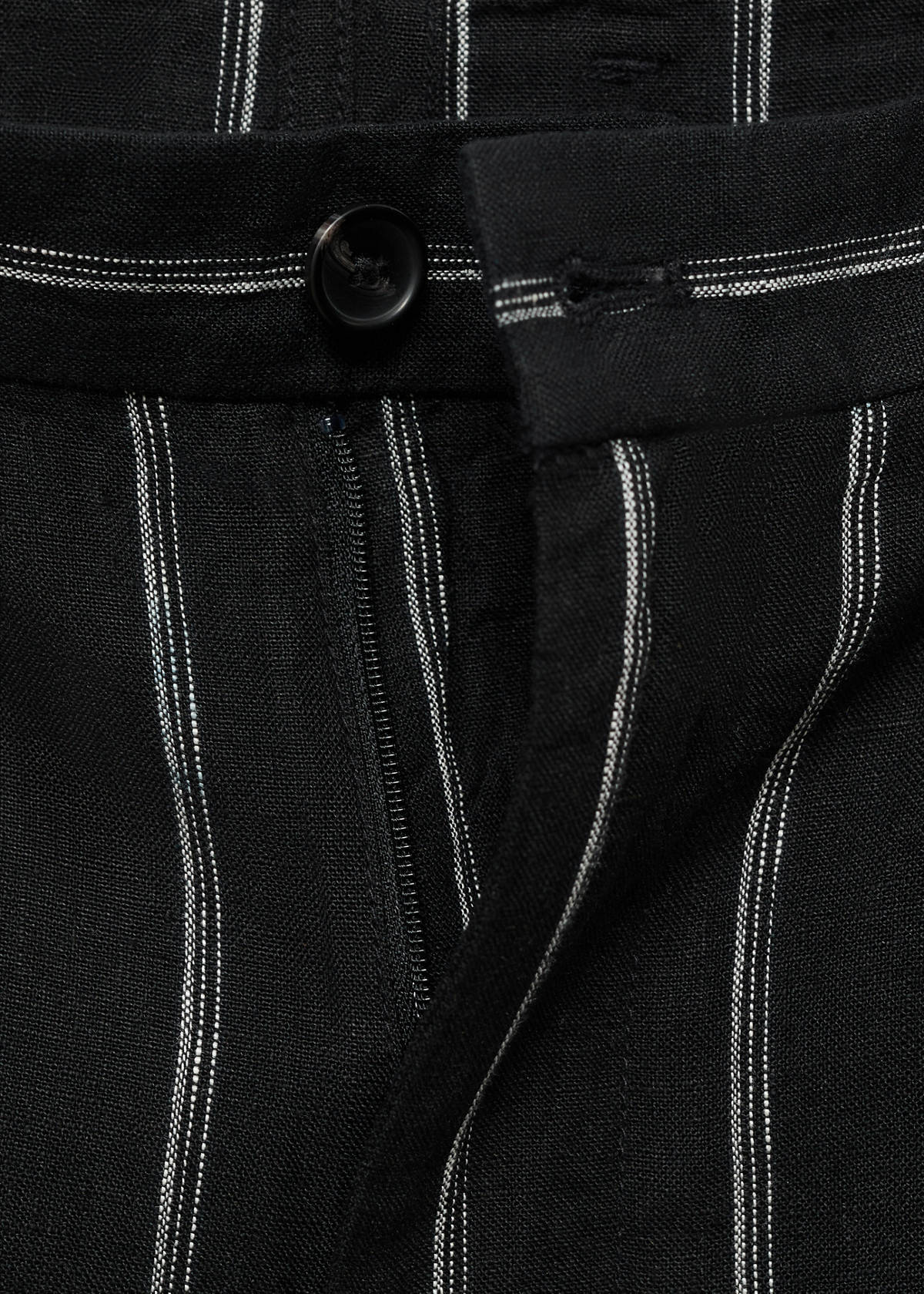 Striped linen-blend Bermuda shorts — Charcoal